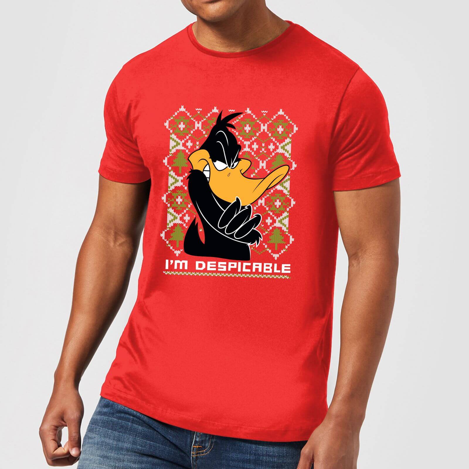 

Looney Tunes Daffy Duck Knit Men's Christmas T-Shirt - Red - L