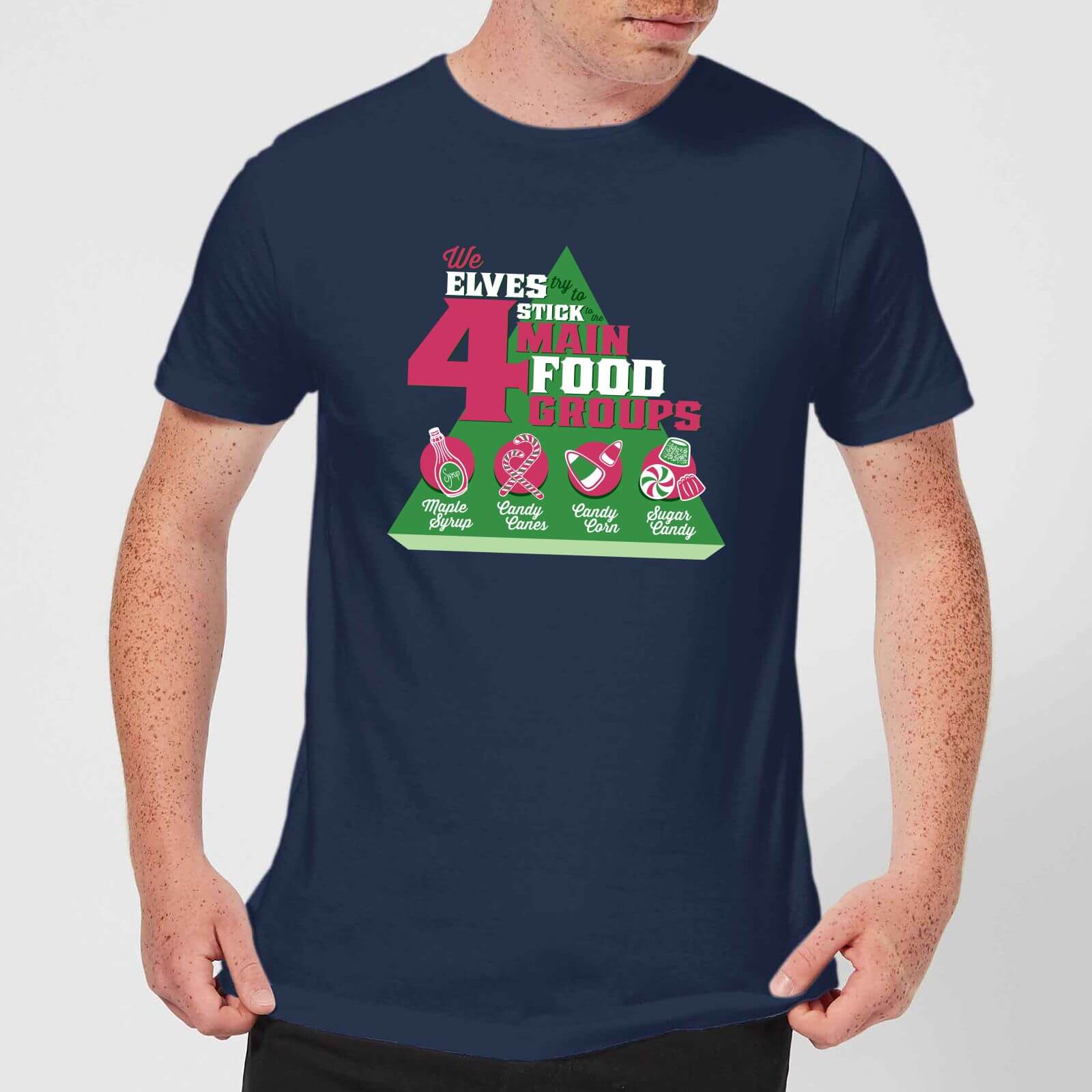 Elf Food Groups Men's Christmas T-Shirt - Navy - L - Navy