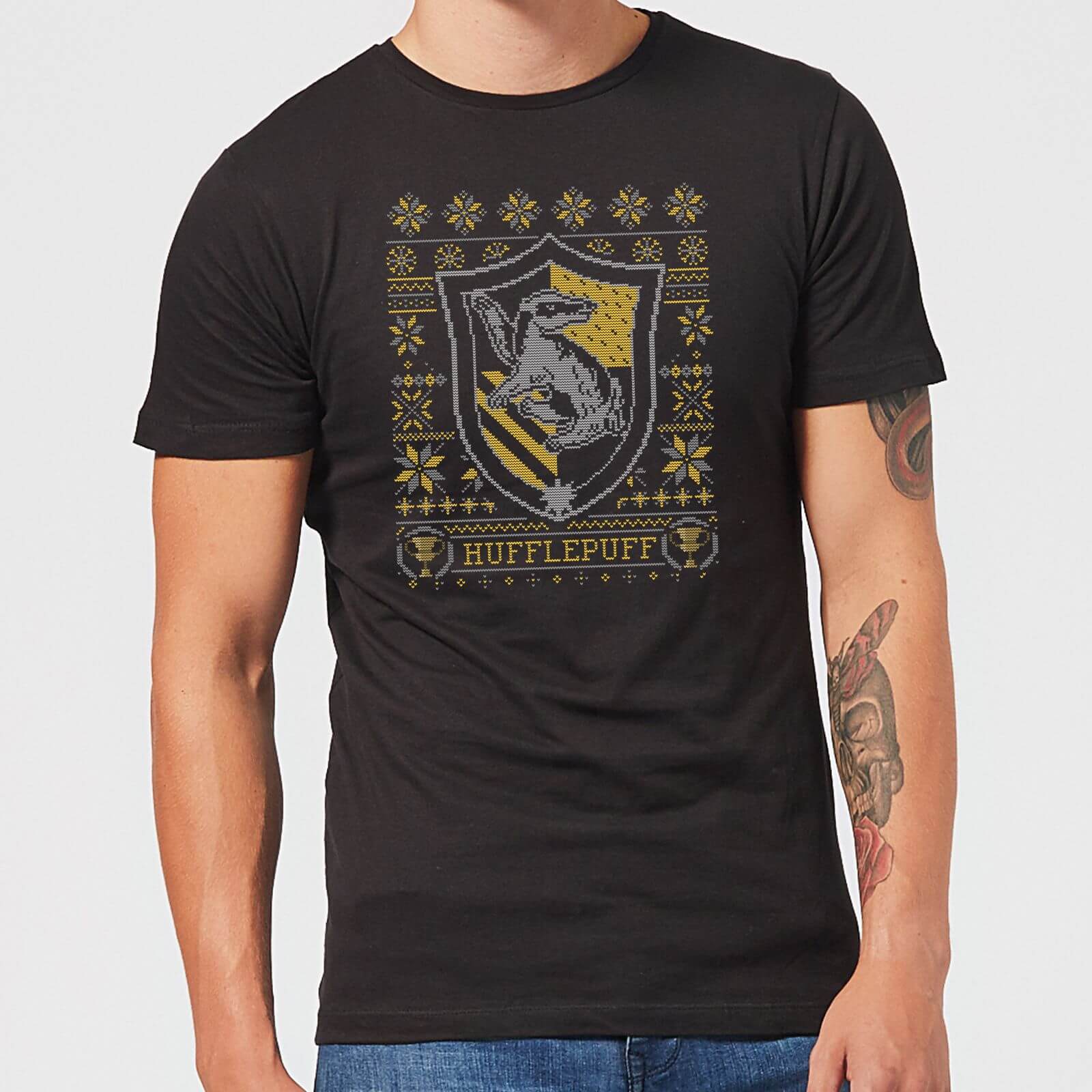 

T-Shirt Harry Potter Tassorosso Crest Christmas - Nero - Uomo - L