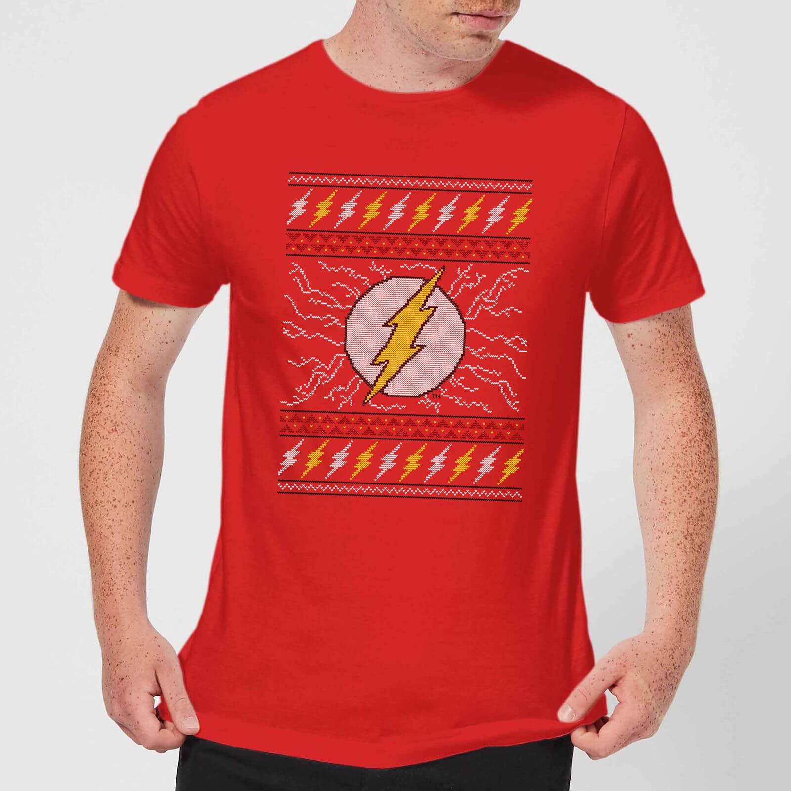 DC Flash Knit Men's Christmas T-Shirt - Red - L