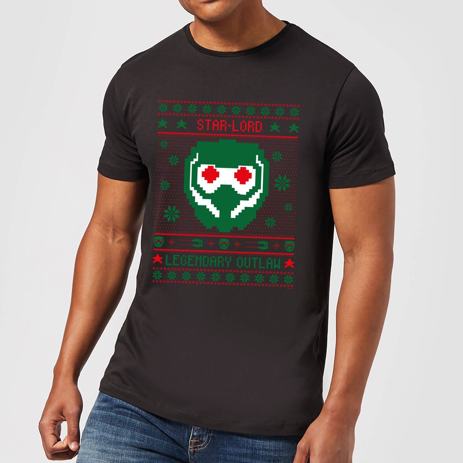 Guardians Of The Galaxy Star-Lord Pattern Men's Christmas T-Shirt - Black - S - Black