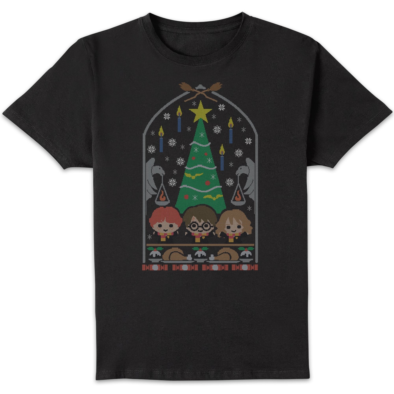 Harry Potter Hogwarts Tree Men's Christmas T-Shirt - Black - L