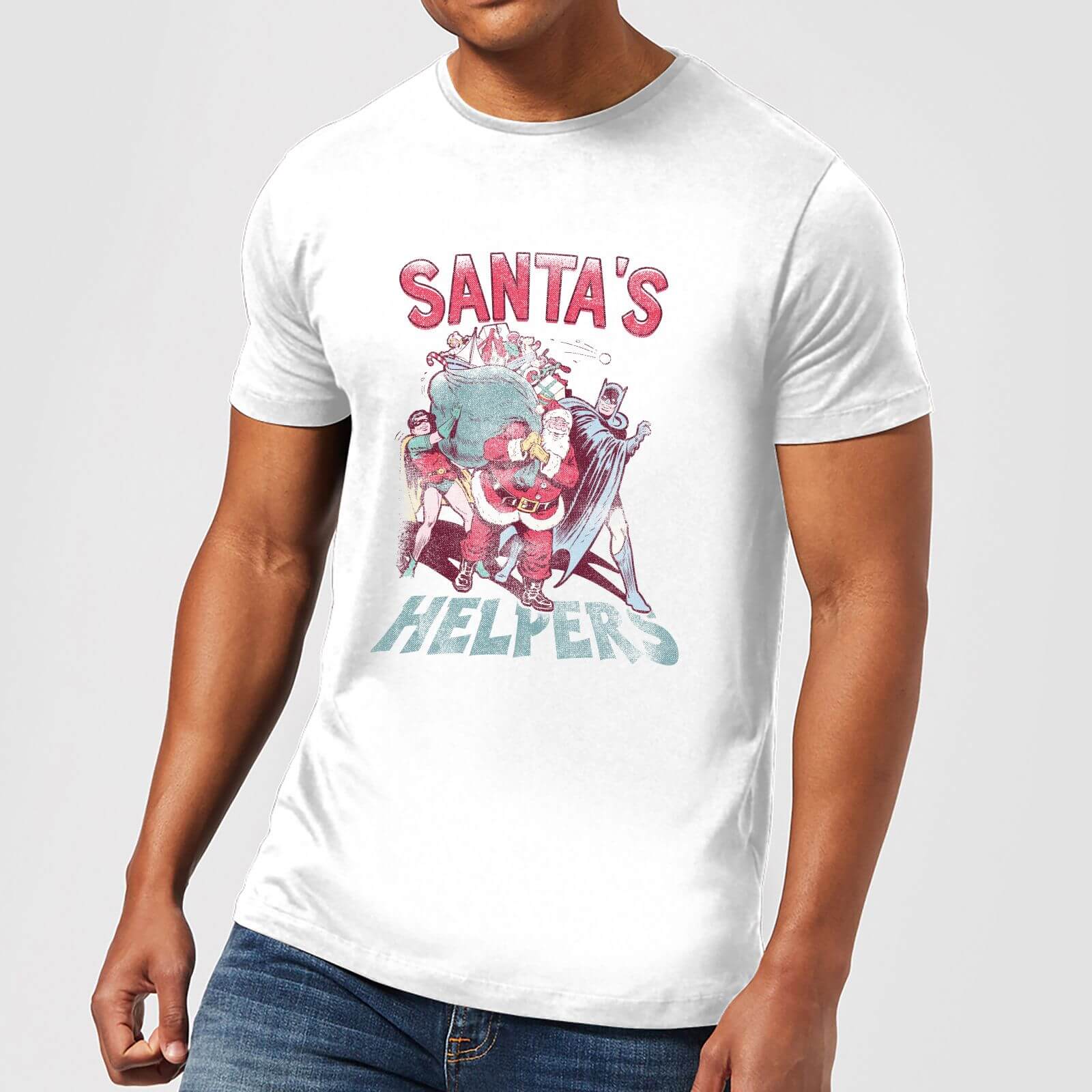Image of DC Santa's Helpers Herren Christmas T-Shirt - Weiß - 4XL