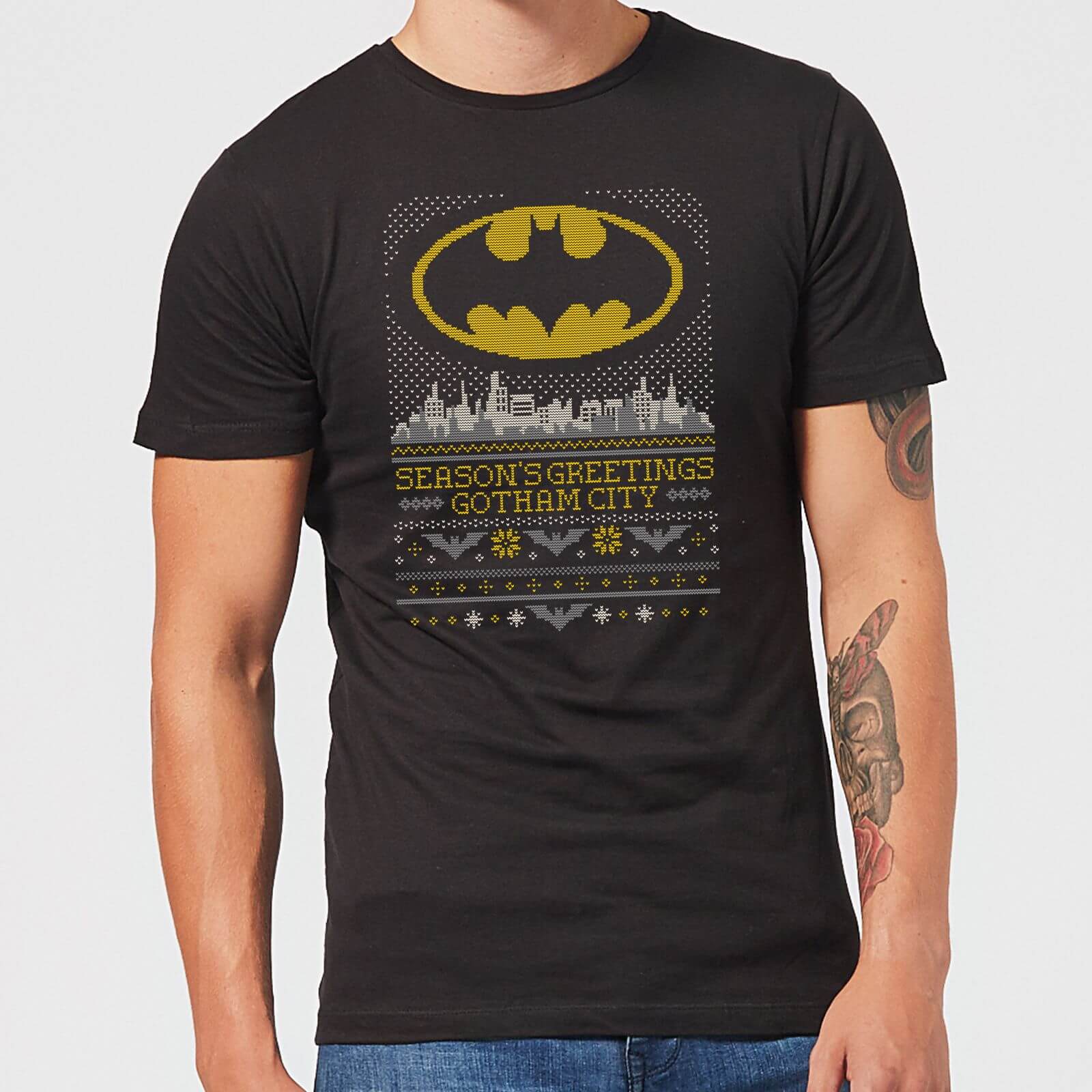 DC Seasons Greetings From Gotham Men's Christmas T-Shirt - Black - 3XL