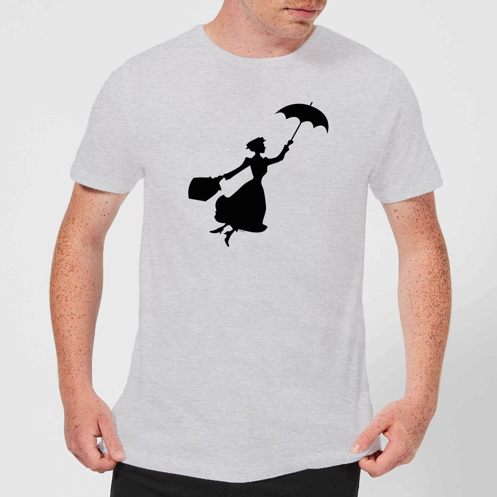Mary Poppins Flying Silhouette Men's Christmas T-Shirt - Grey - S - Grey