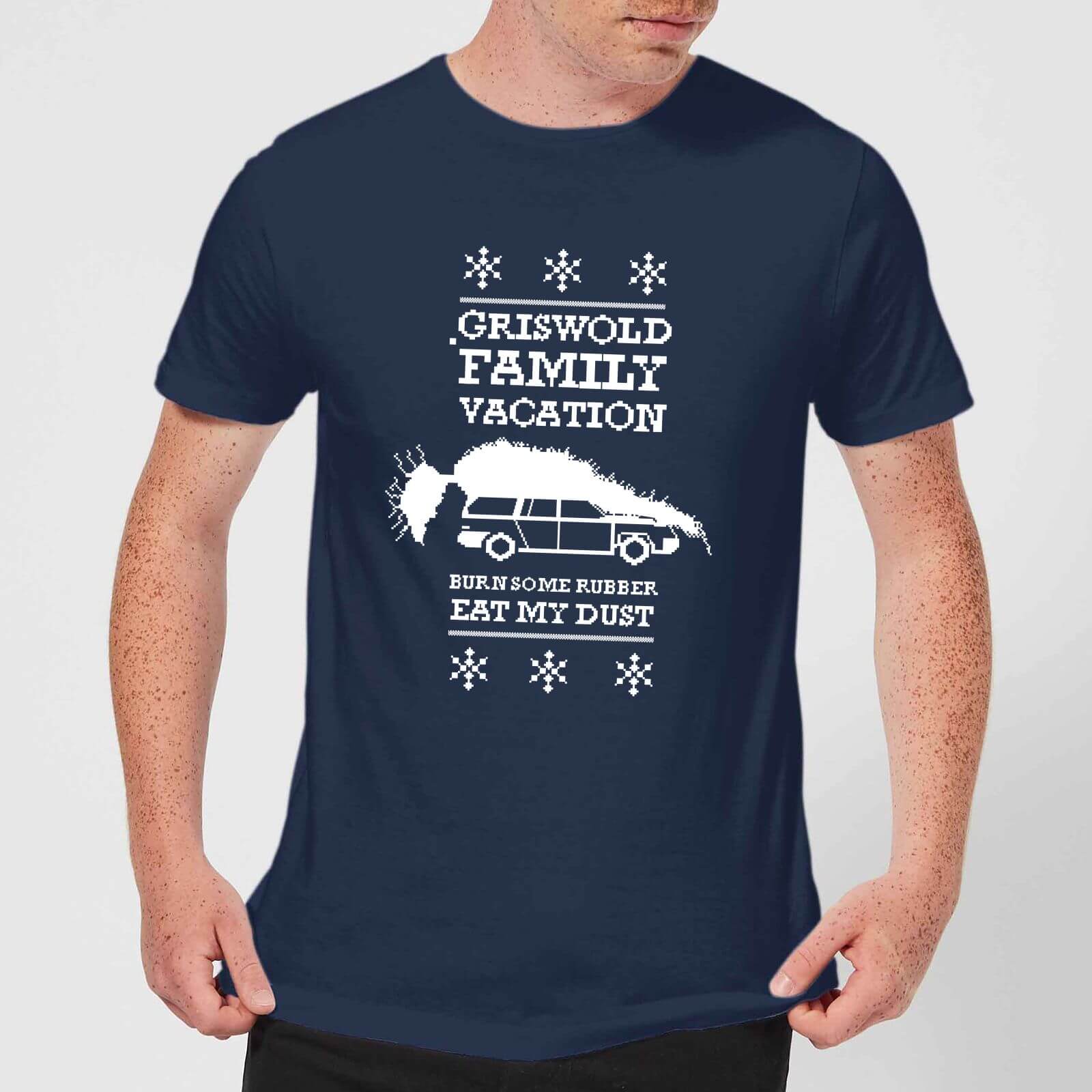 Image of National Lampoon Griswold Vacation Ugly Knit Herren Christmas T-Shirt - Navy Blau - S