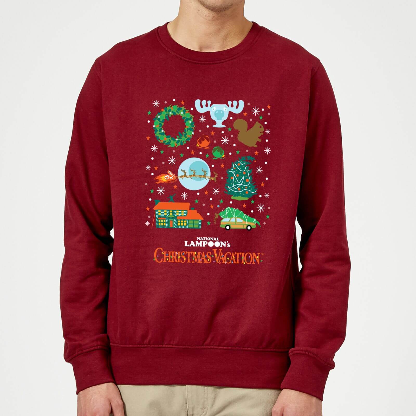 National Lampoon Griswold Christmas Starter Pack Christmas Sweatshirt - Burgundy - S