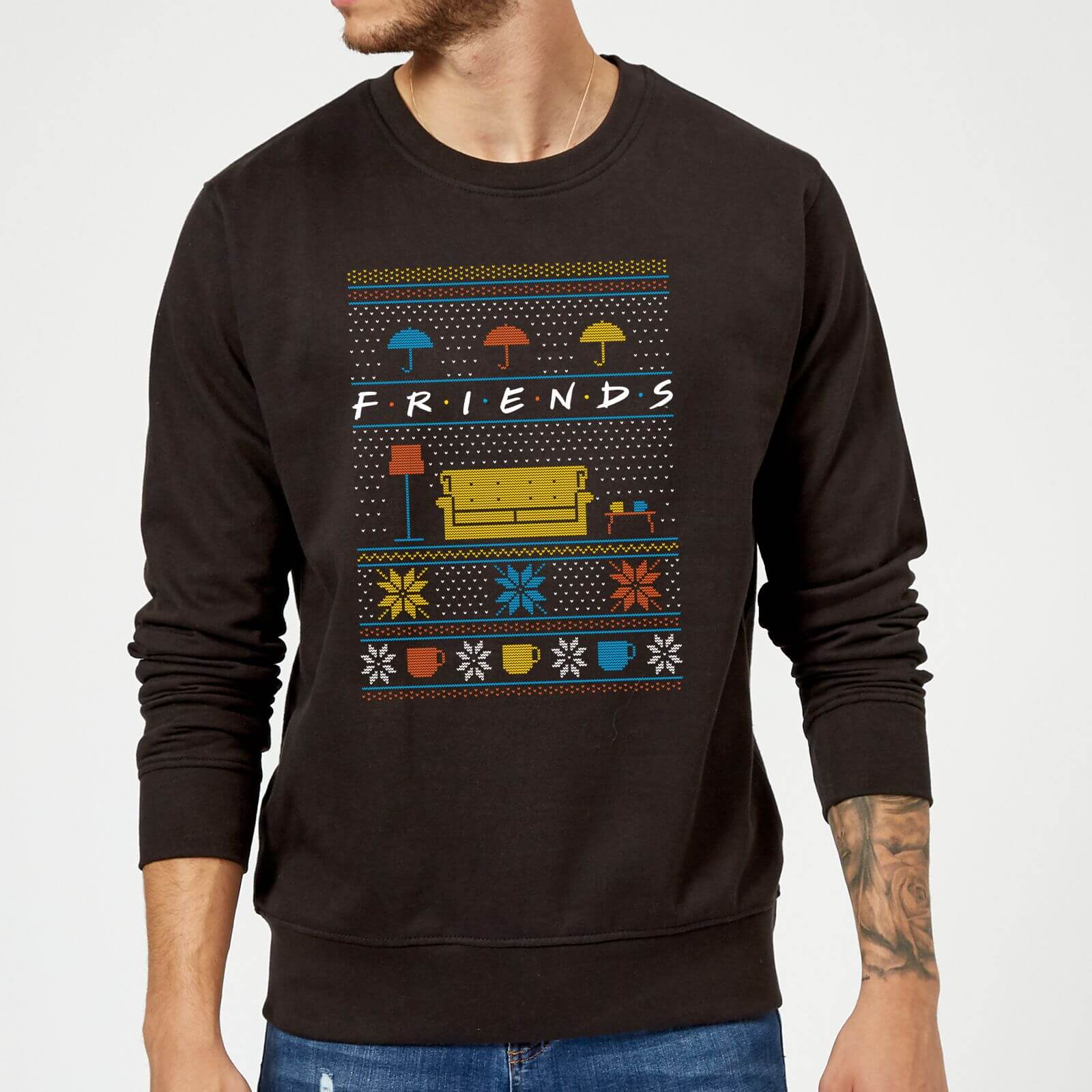 Friends Sofa Knit Christmas Sweatshirt - Black - S