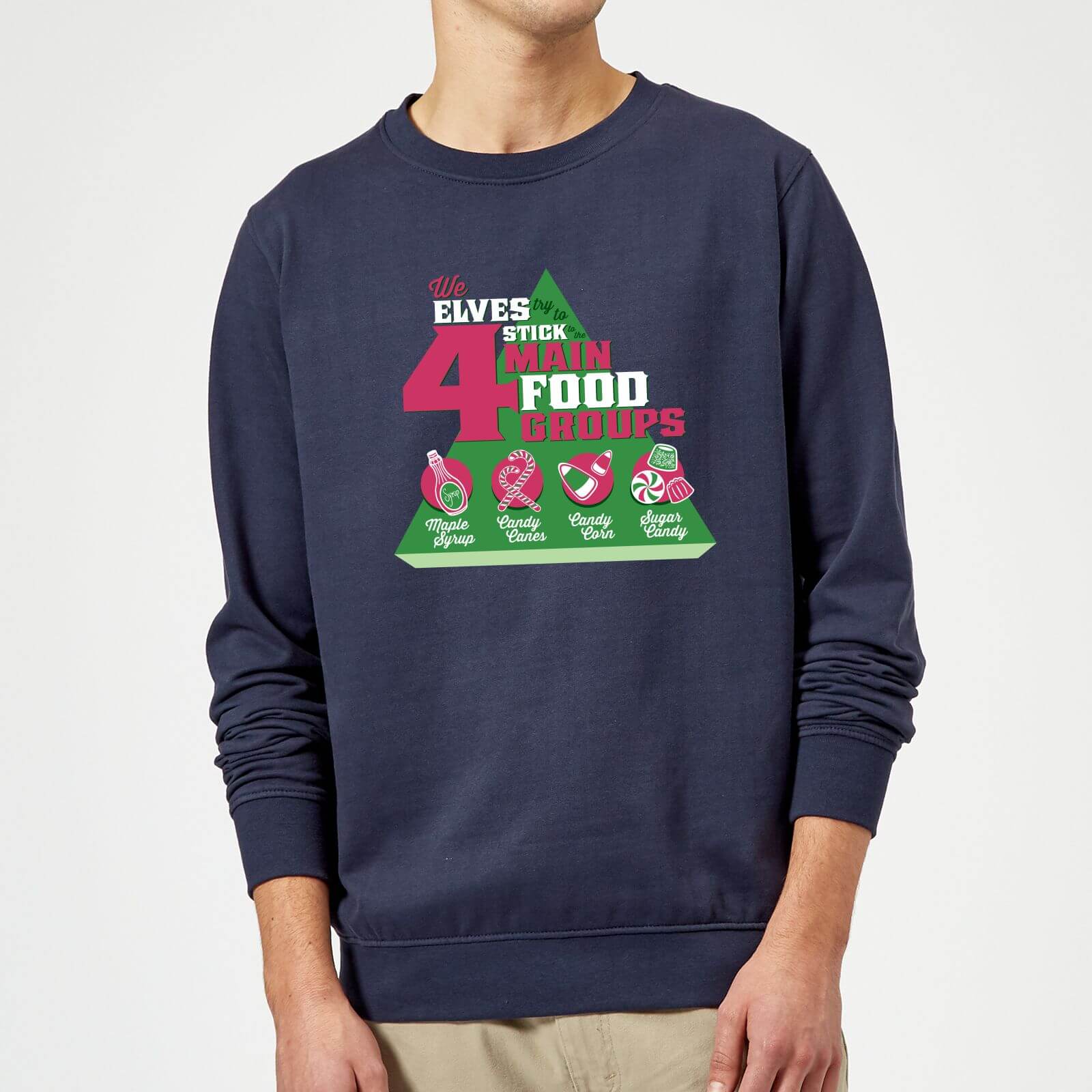 Elf Food Groups Christmas Sweatshirt - Navy - S