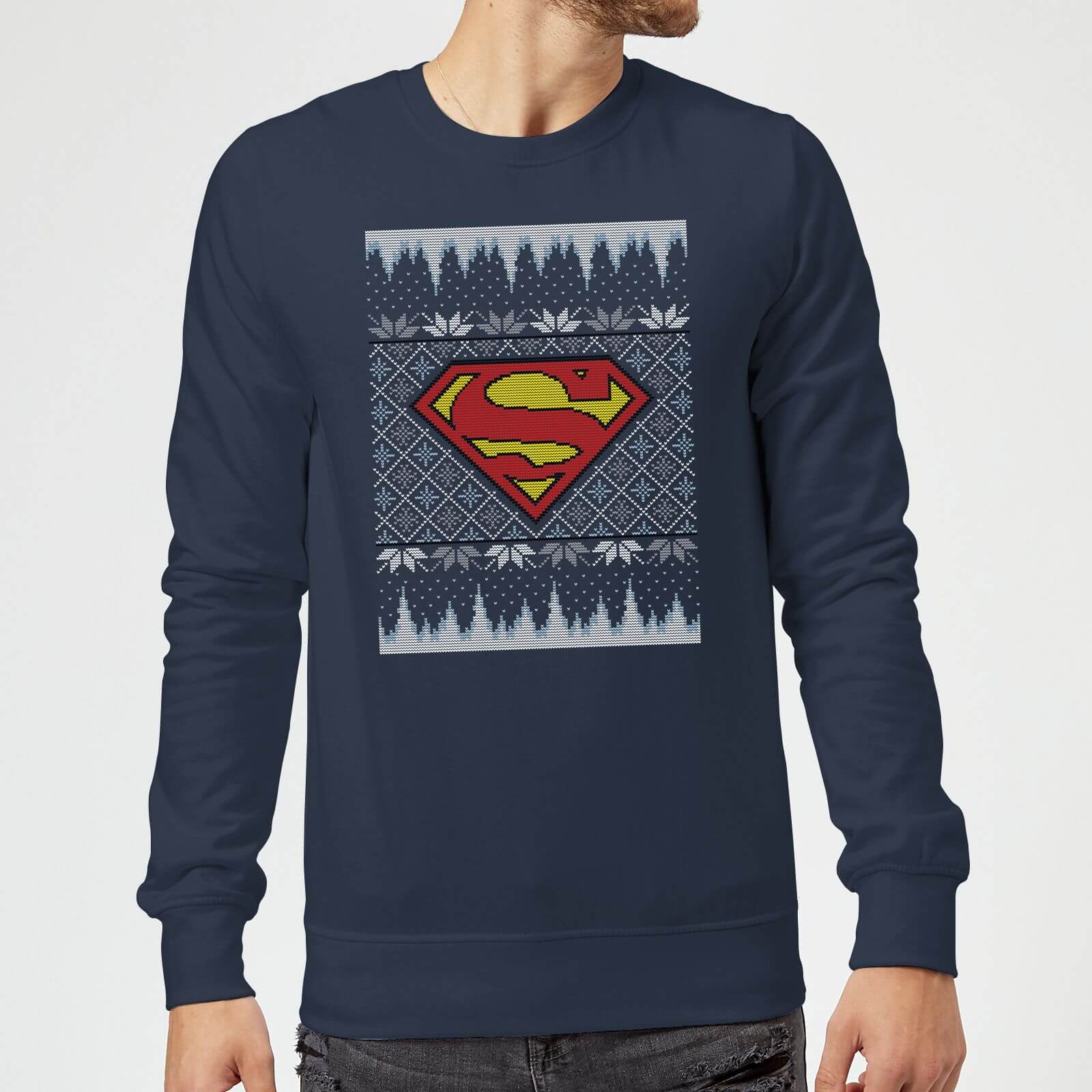 DC Superman Knit Christmas Jumper - Navy - S