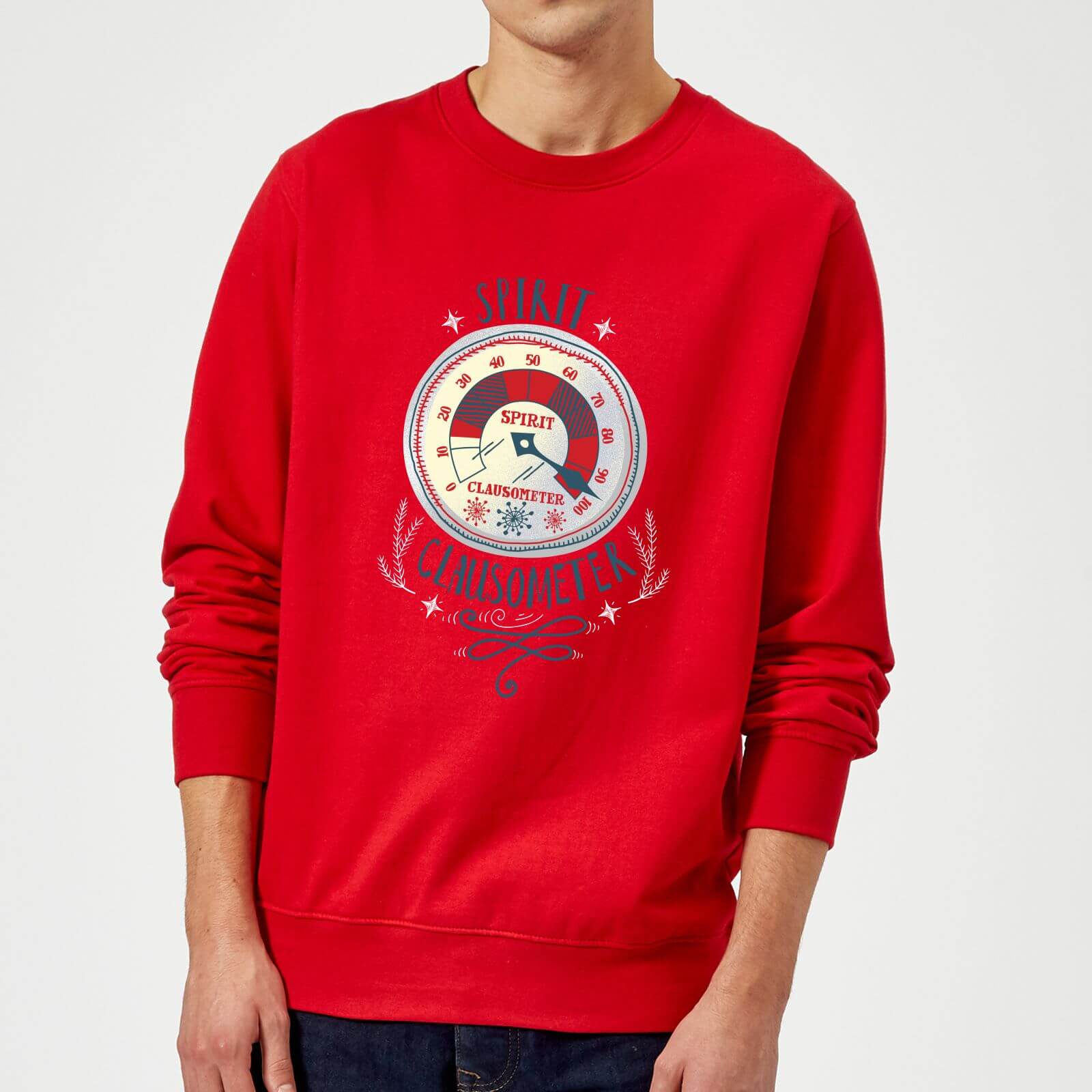 Elf Clausometer Christmas Sweatshirt - Red - M