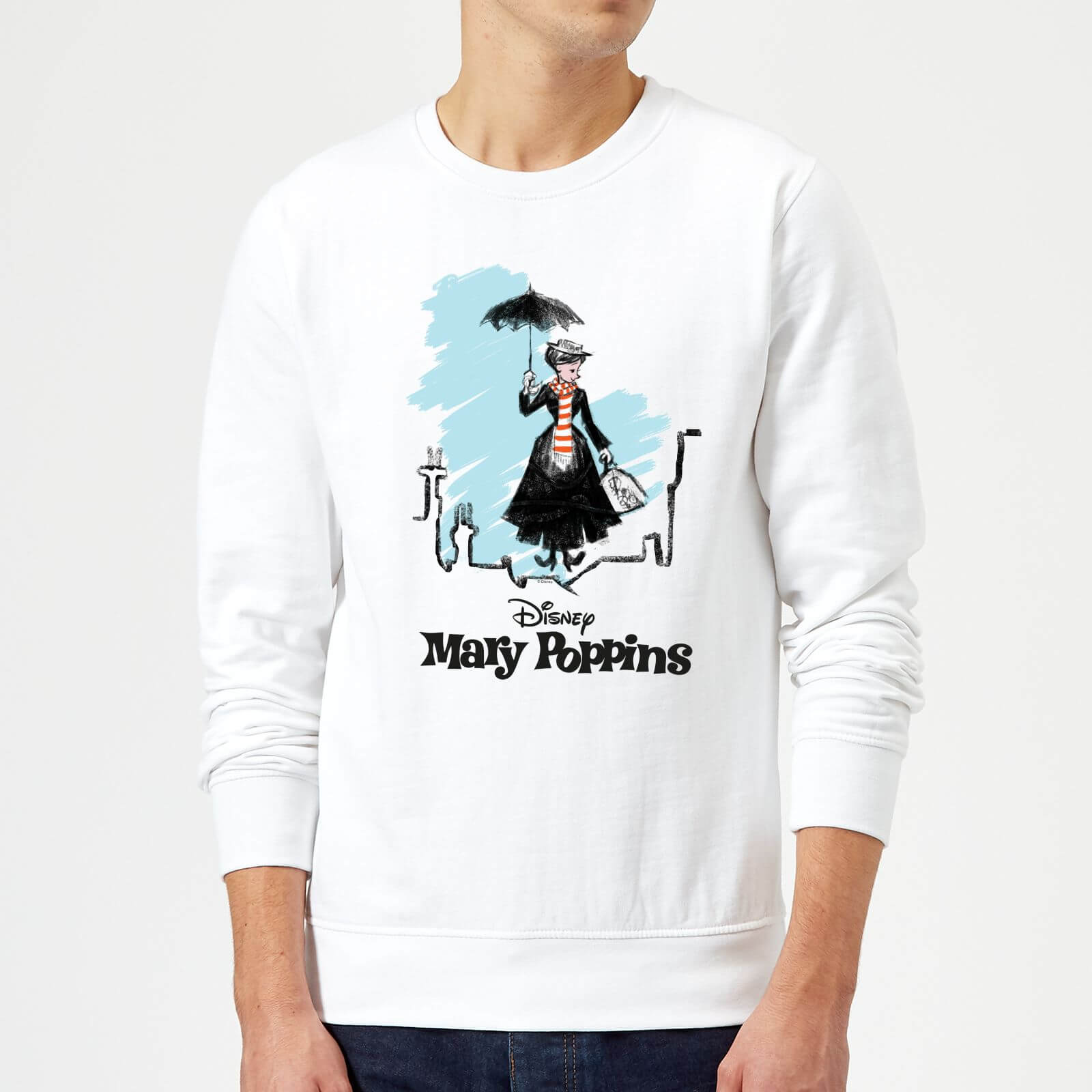 Mary Poppins Rooftop Landing Christmas Sweatshirt - White - S - White
