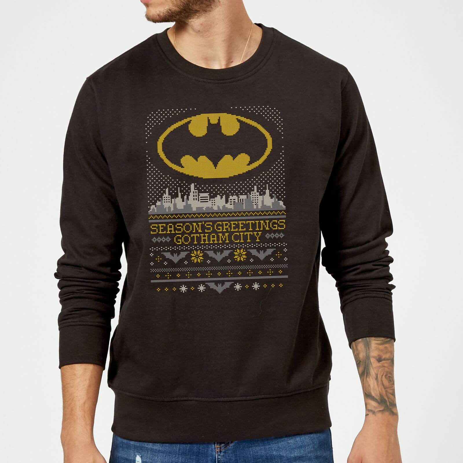 DC Comics Batman Seasons Greetings From Gotham Christmas Sweatshirt - Black - S