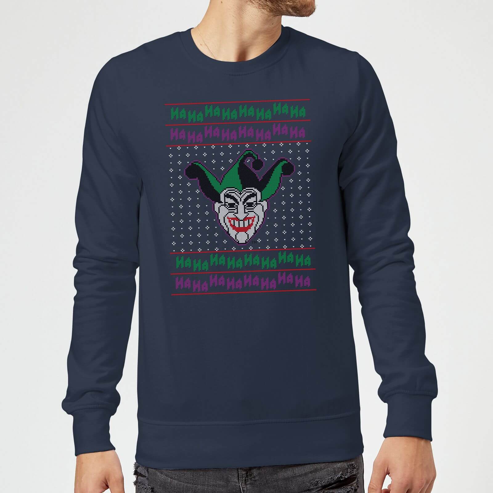 DC Comics Joker Knit Weihnachtspullover – Navy – S