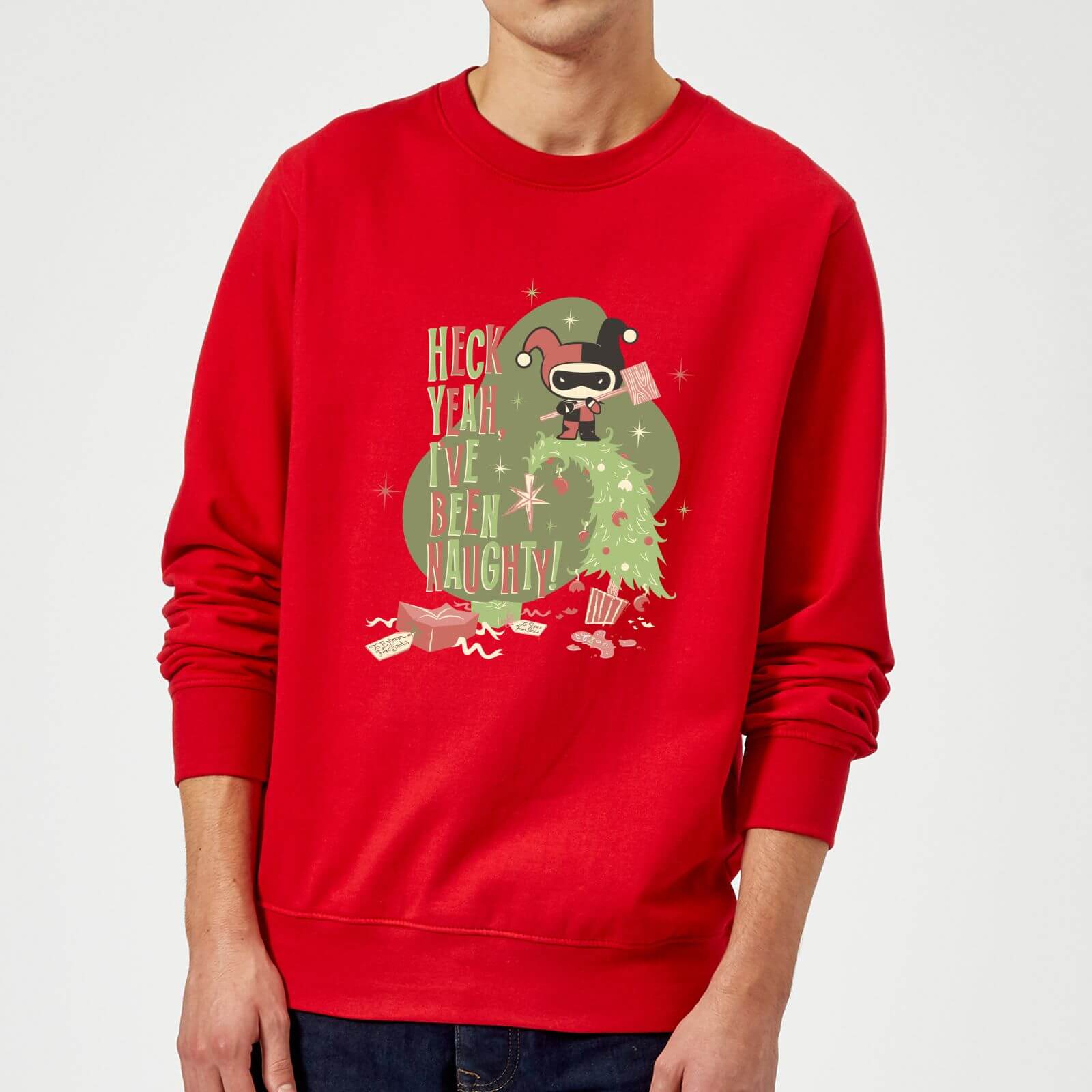DC Heck Yeah I've Been Naughty! Christmas Jumper - Red - M