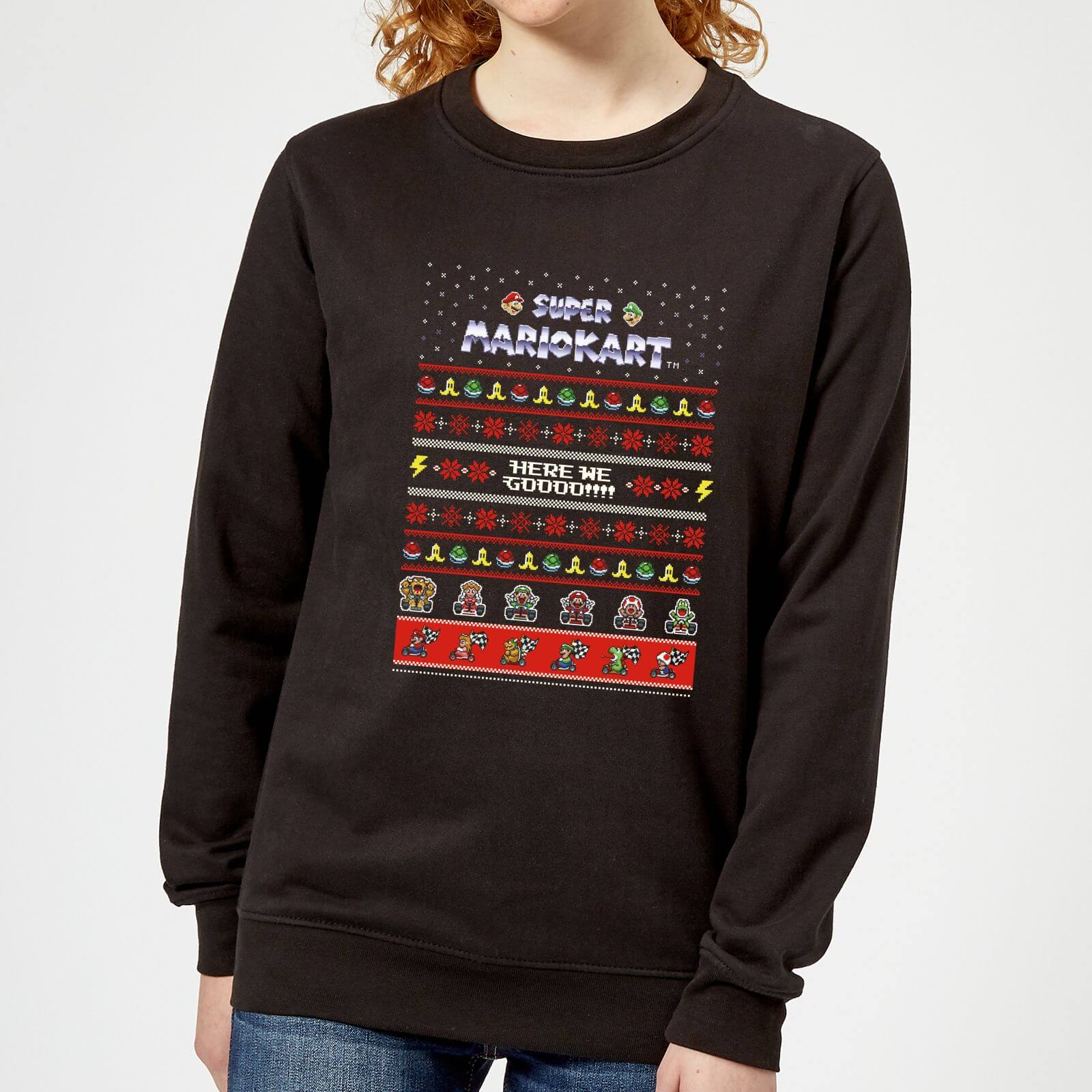 Nintendo Mario Kart Here We Go Women's Christmas Sweatshirt - Black - XS