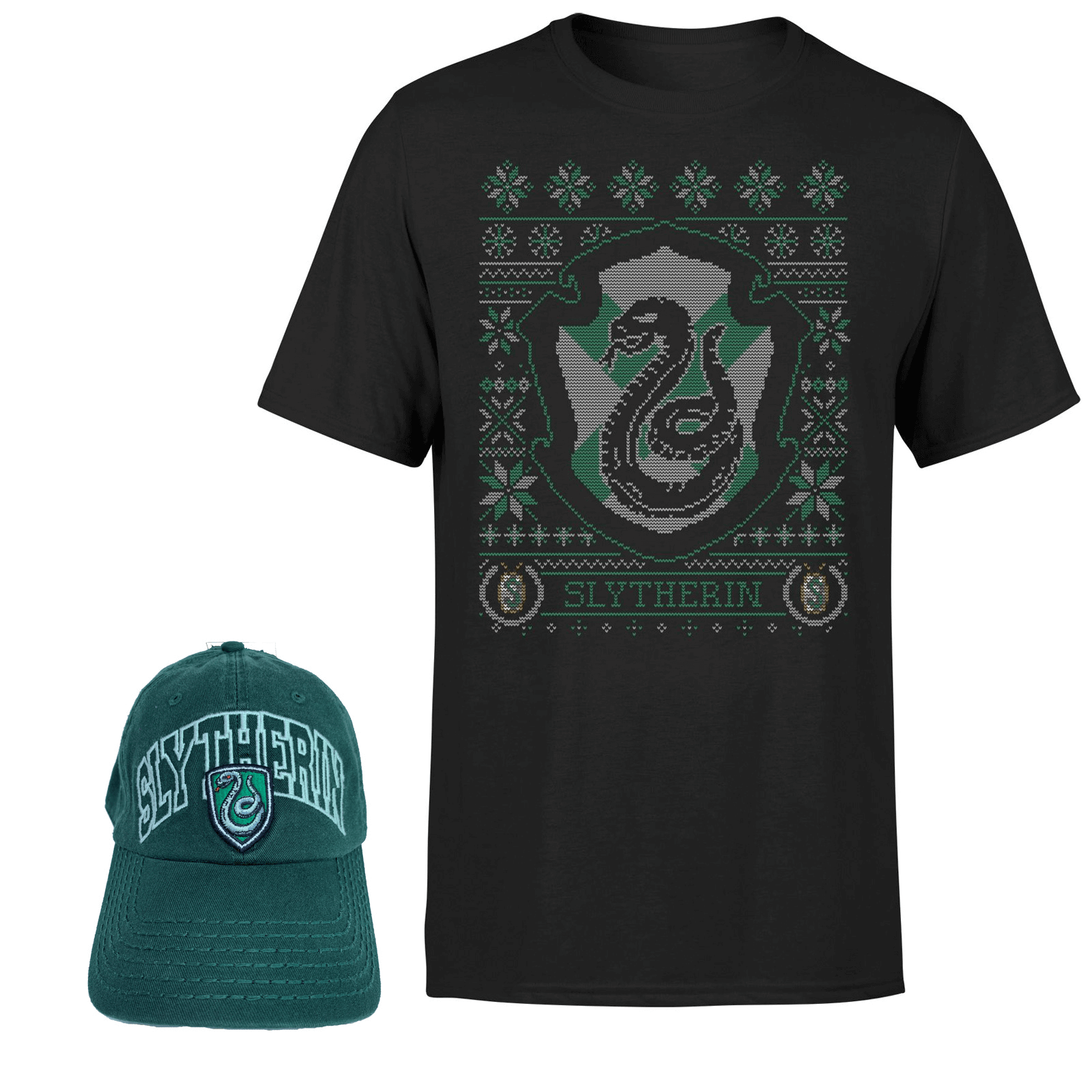 Harry Potter Slytherin T-Shirt and Cap Bundle - Black - Men's - XXXL