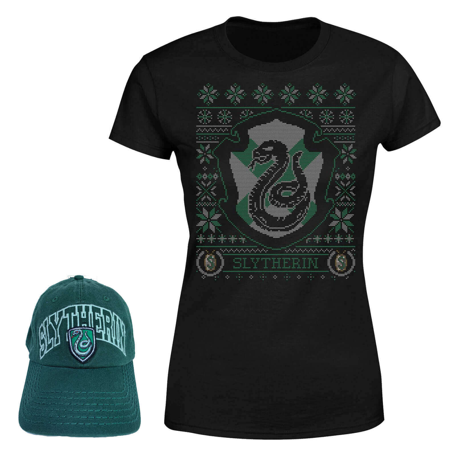 Harry Potter Slytherin T-Shirt and Cap Bundle - Black - Women's - M - Black