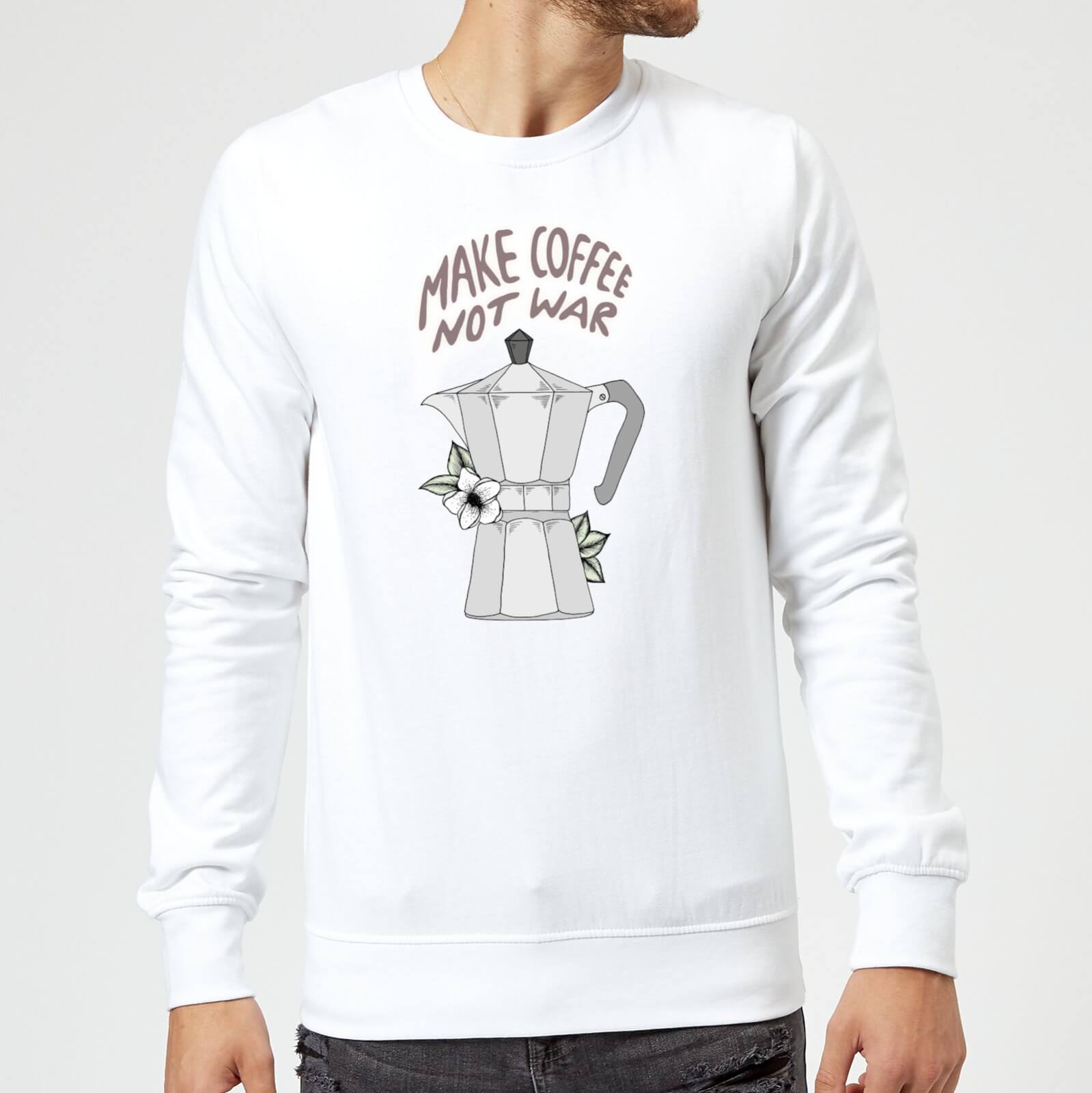 Barlena Make Coffee Not War Sweatshirt - White - S - White