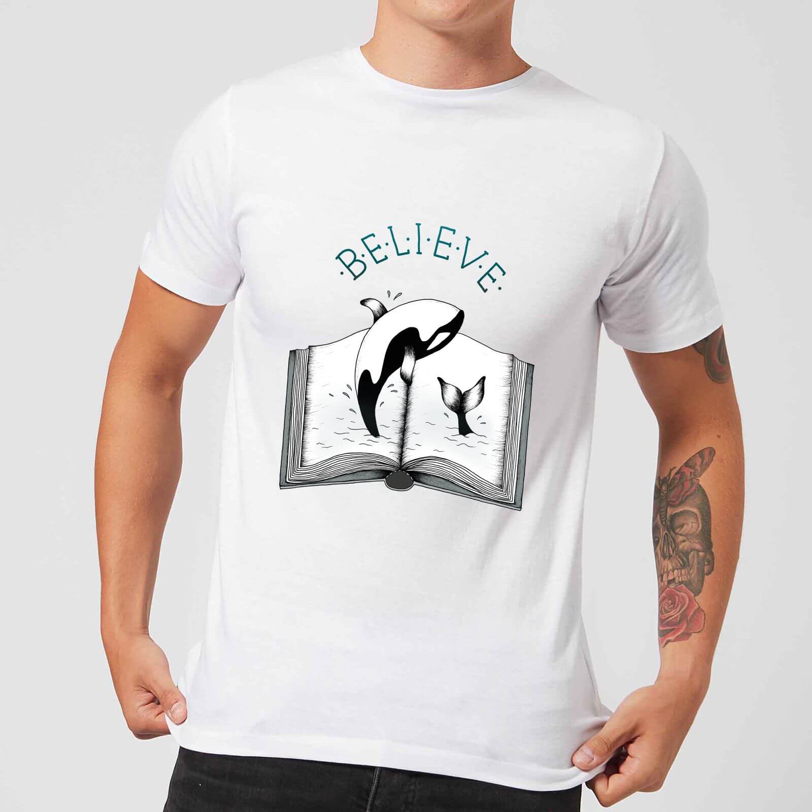 Barlena Believe Men's T-Shirt - White - S - White