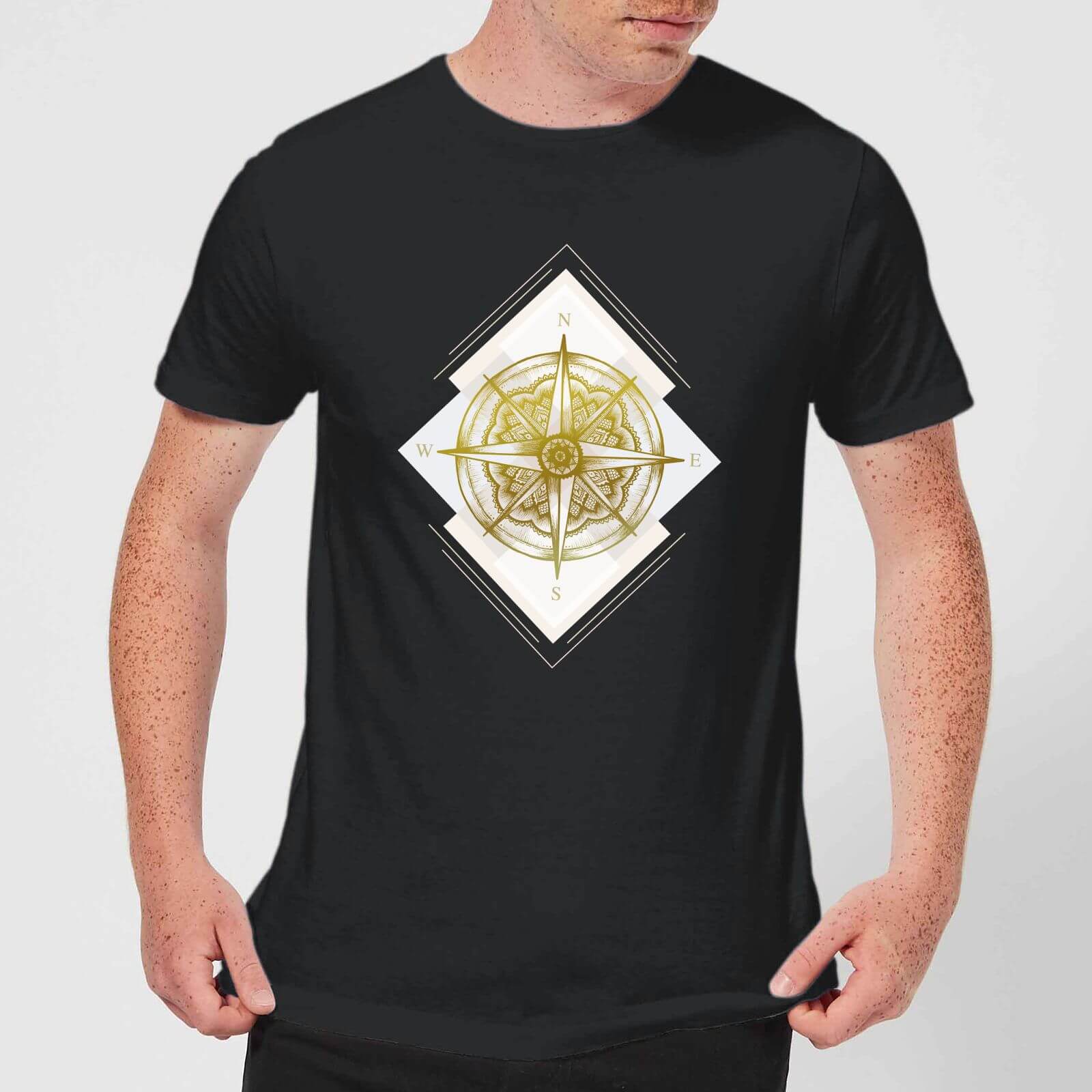 Barlena Compass Men's T-Shirt - Black - S - Black