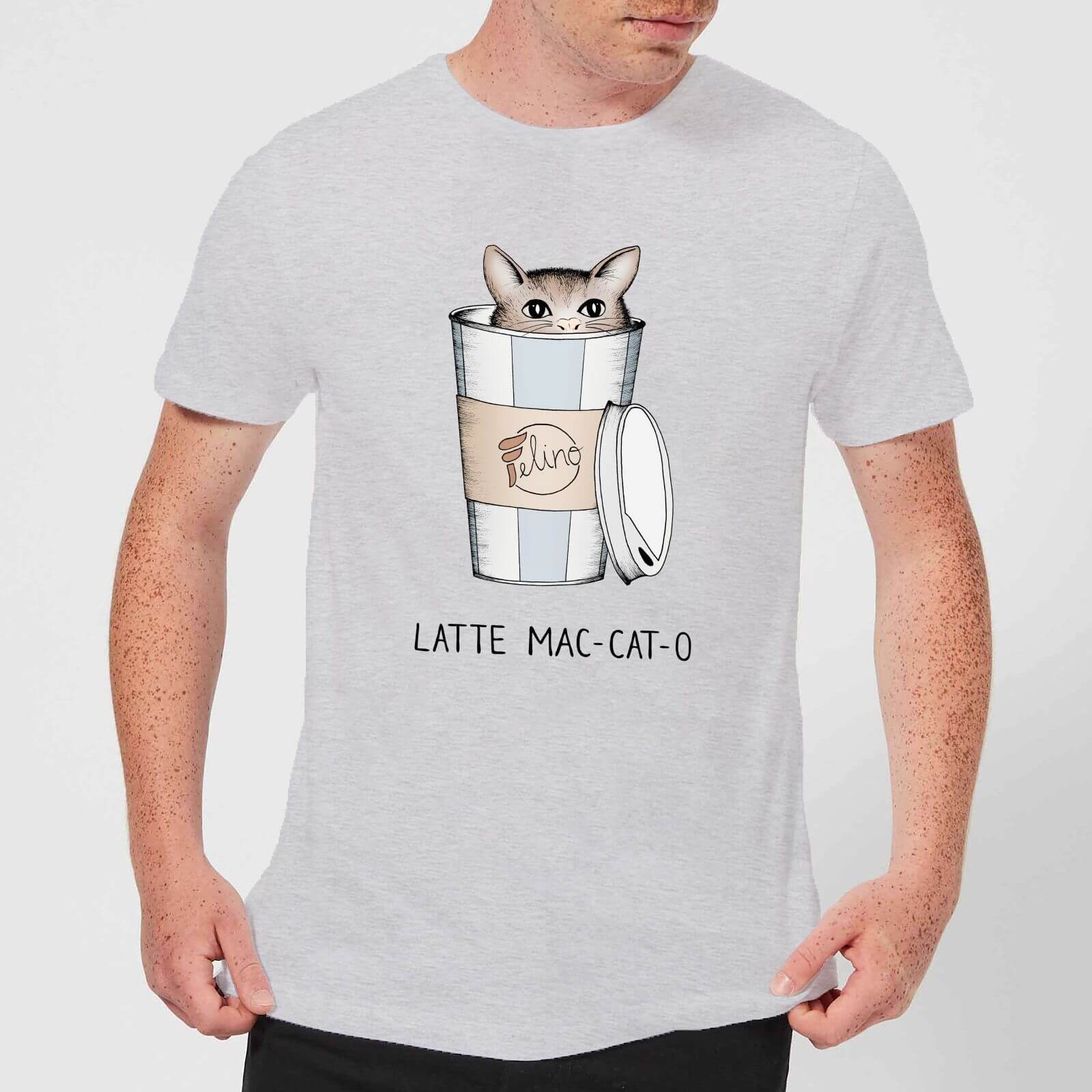 Barlena Latte Mac-Cat-O Men's T-Shirt - Grey - S - Grey