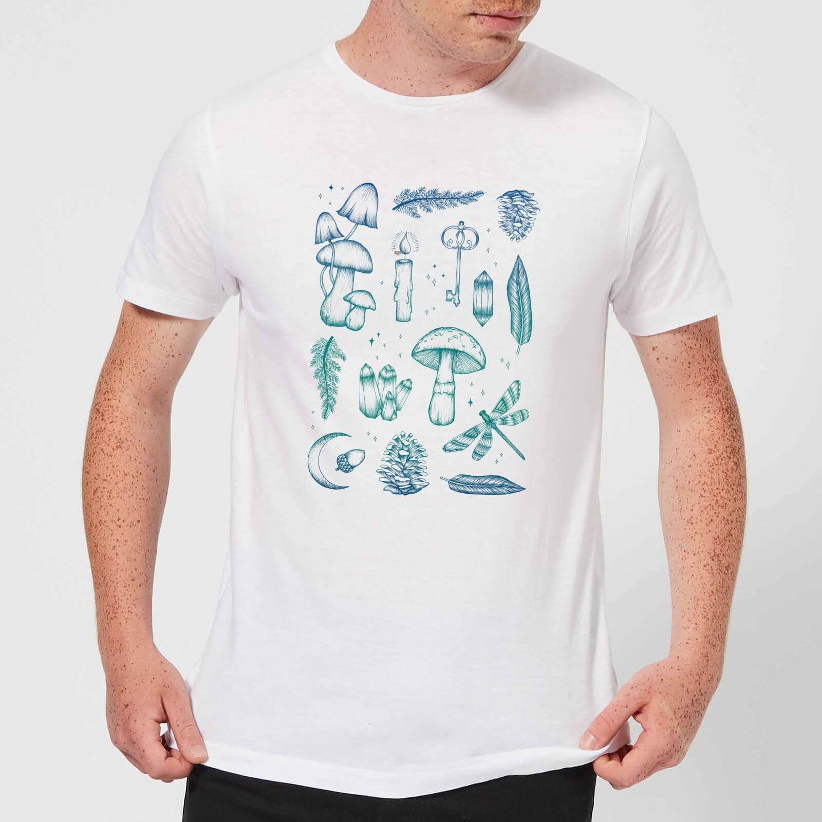 Barlena Enchanted Forest Men's T-Shirt - White - S - White