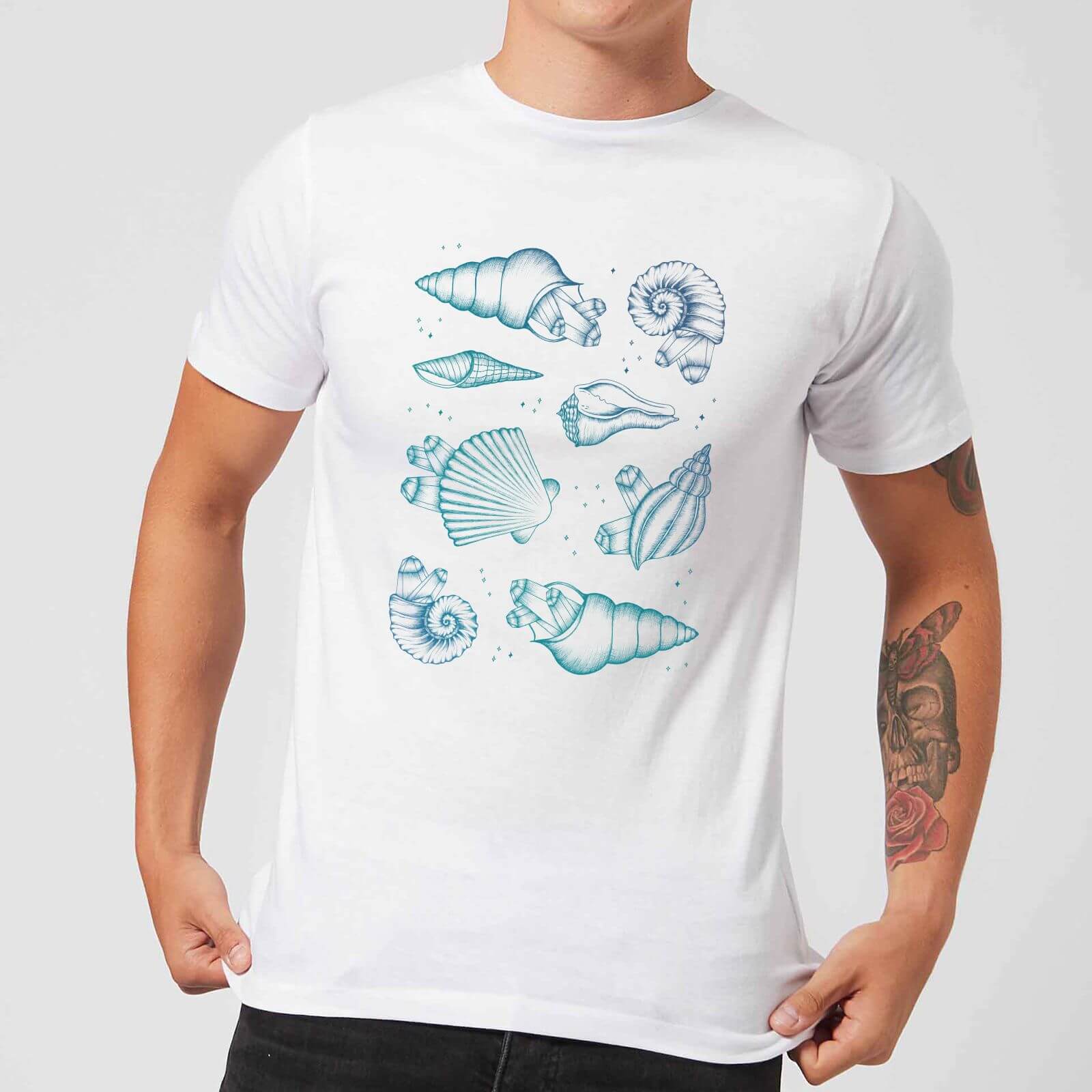 Barlena Ocean Gems Men's T-Shirt - White - S