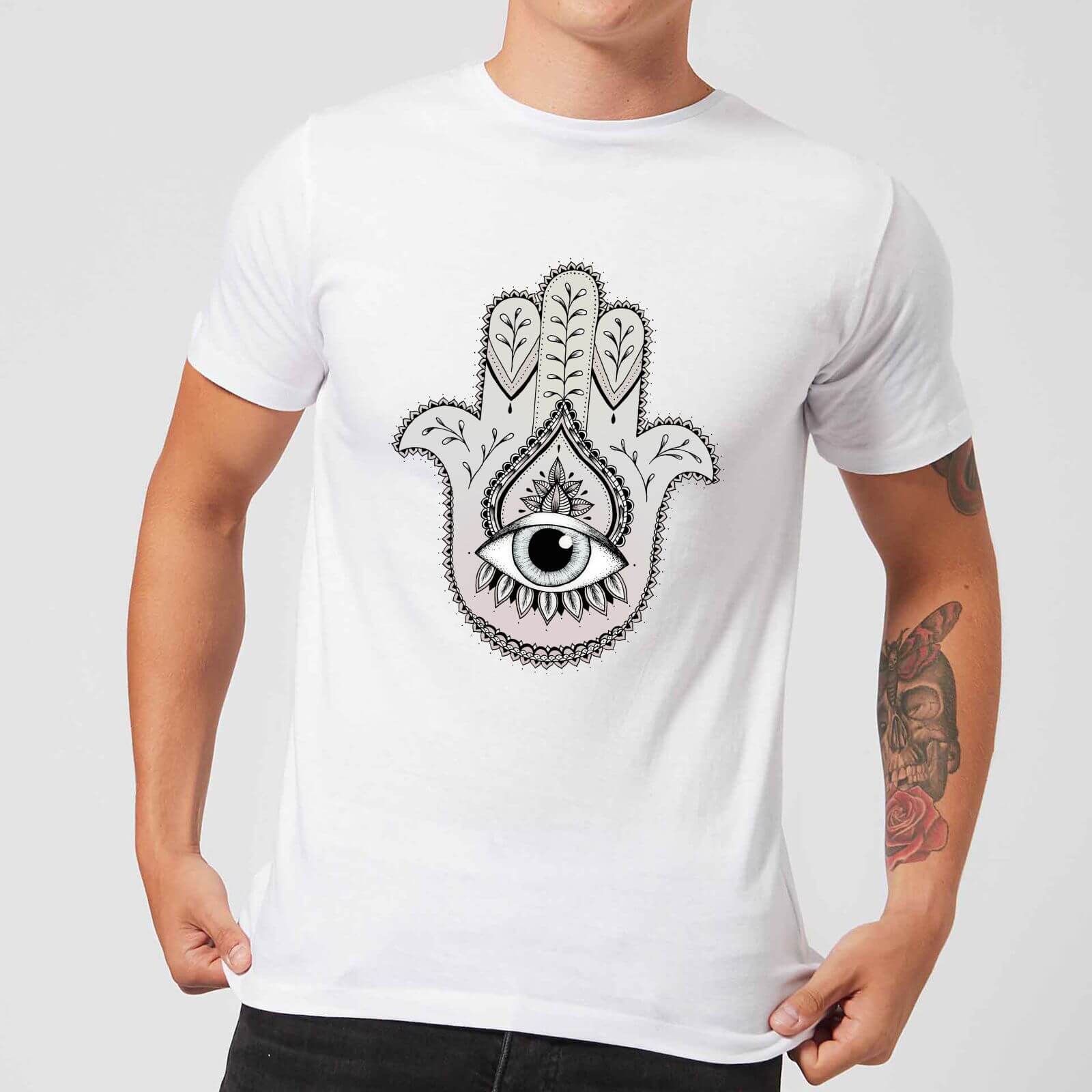 Barlena Hamsa Hand Men's T-Shirt - White - S - White