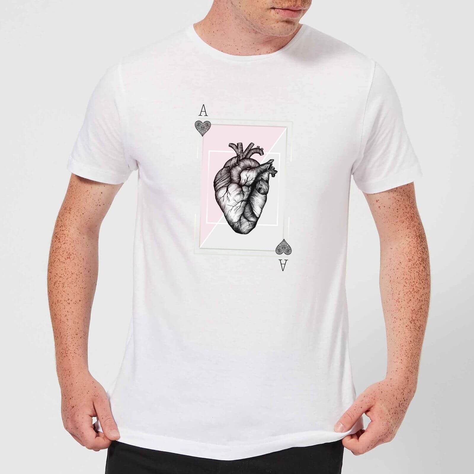 Barlena Ace Of Hearts Men's T-Shirt - White - S - White