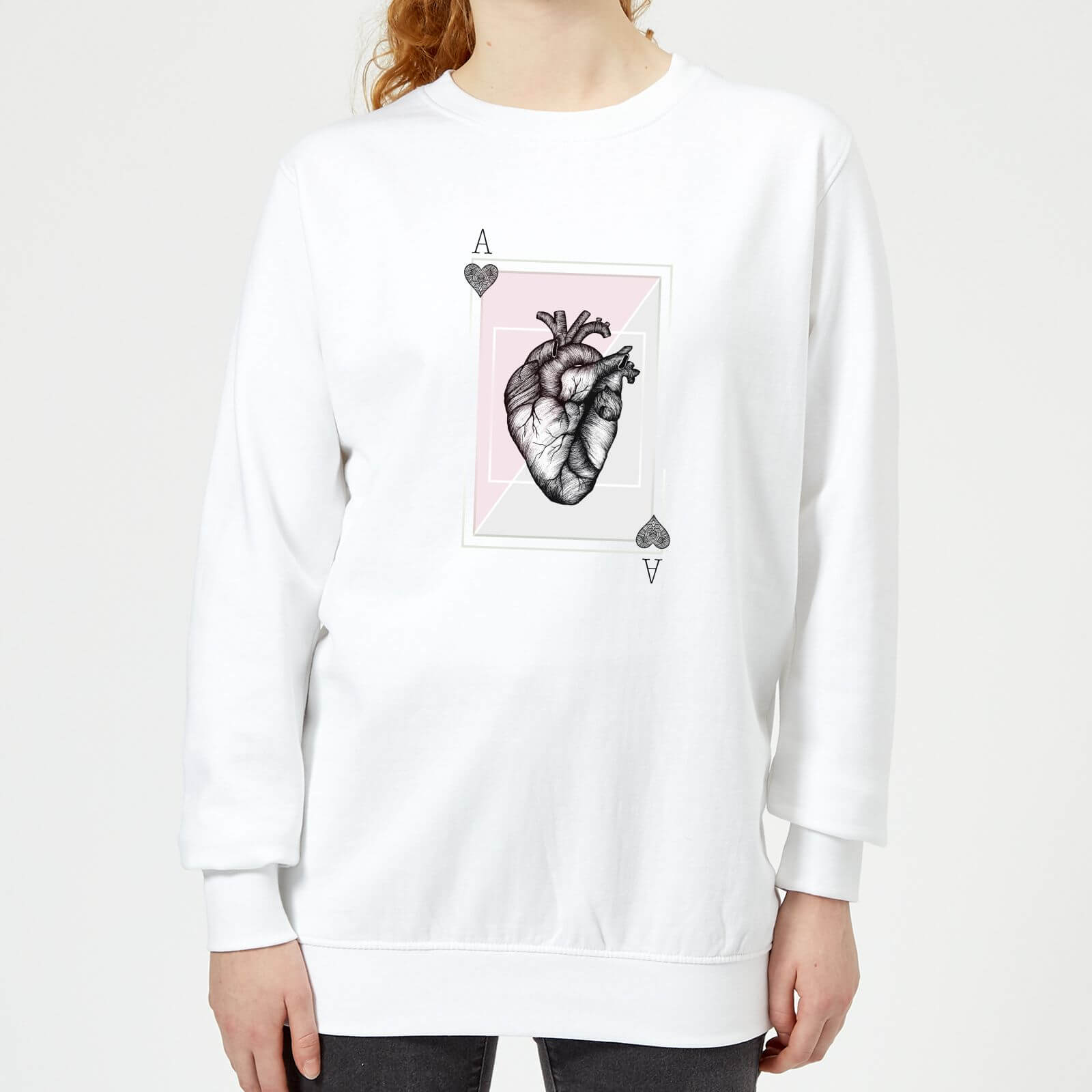 Barlena Ace Of Hearts Women's Sweatshirt - White - XS - White