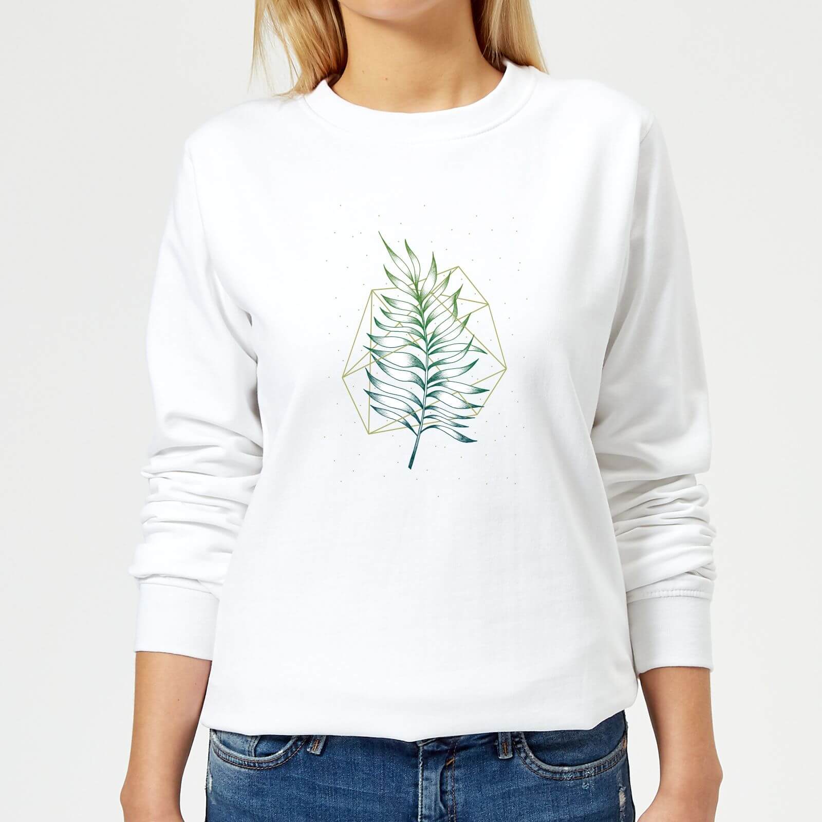 Barlena Geometry and Nature Women's Sweatshirt - White - XS - White