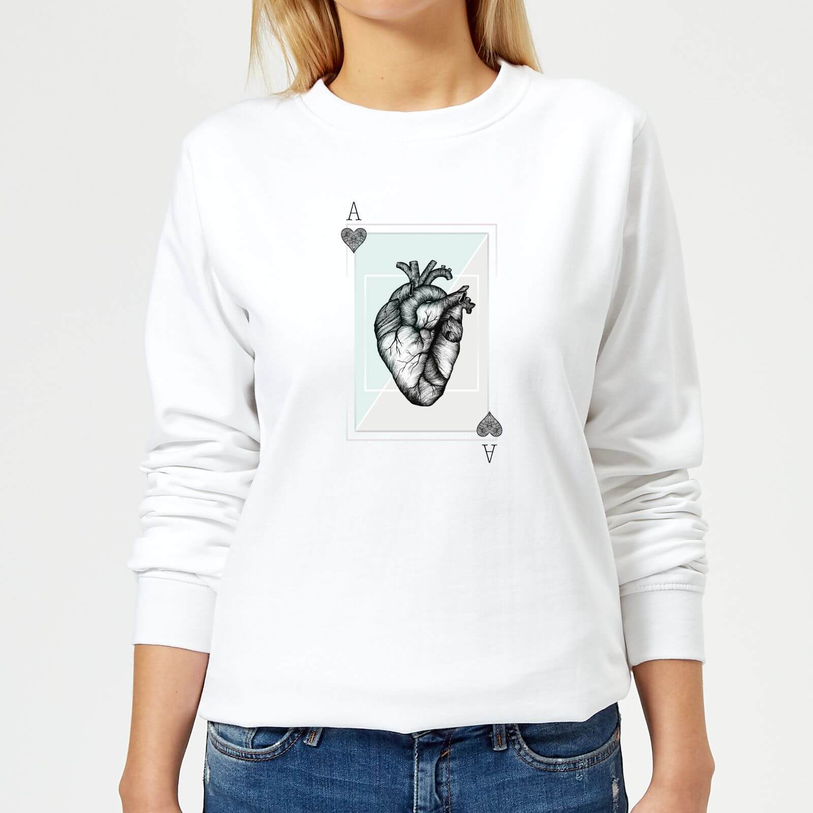 Barlena Ace Of Hearts Women's Sweatshirt - White - XS - White