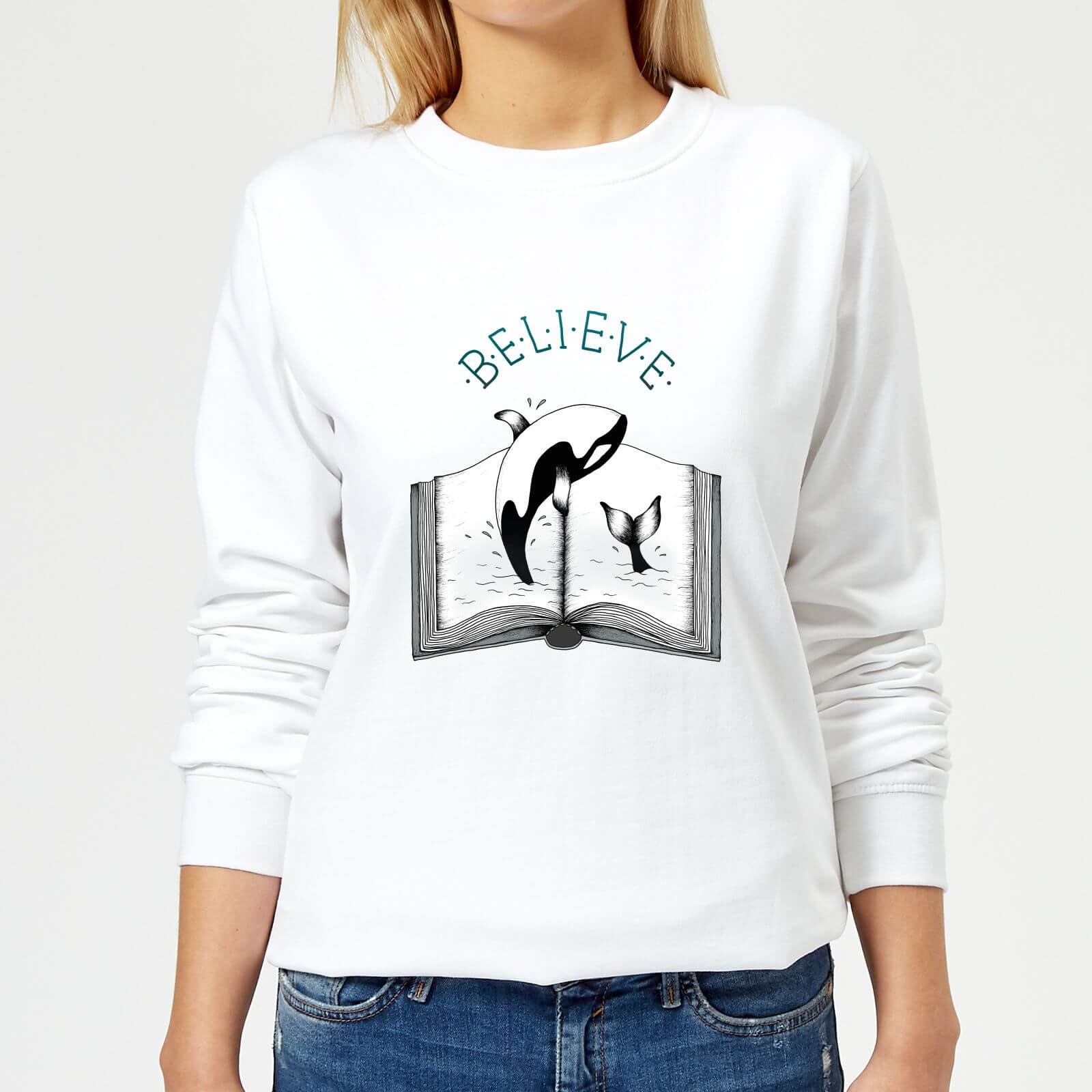 Barlena Believe Women's Sweatshirt - White - XS