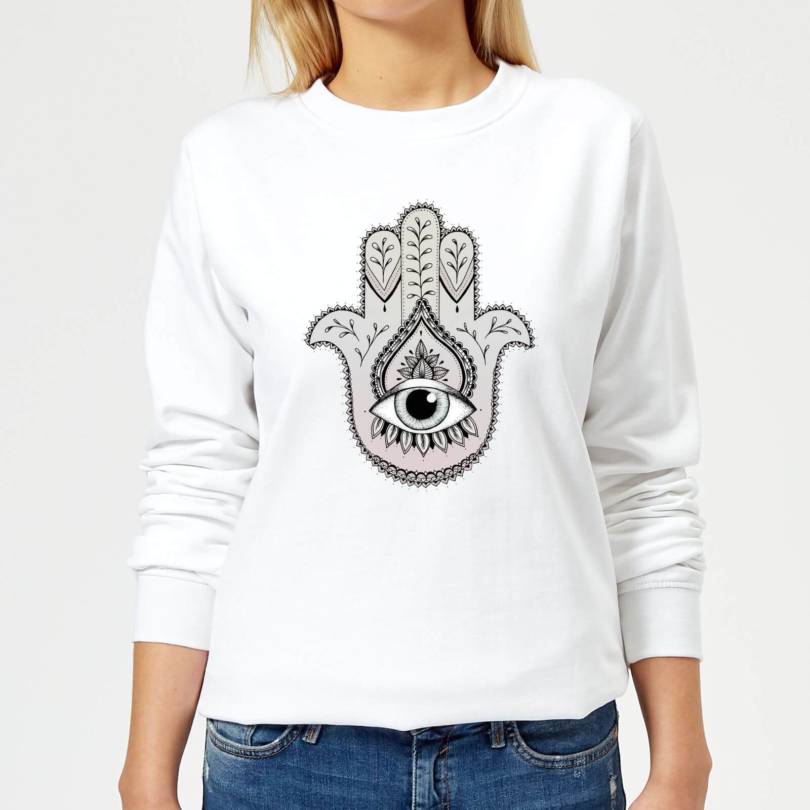 Barlena Hamsa Hand Women's Sweatshirt - White - XS - White