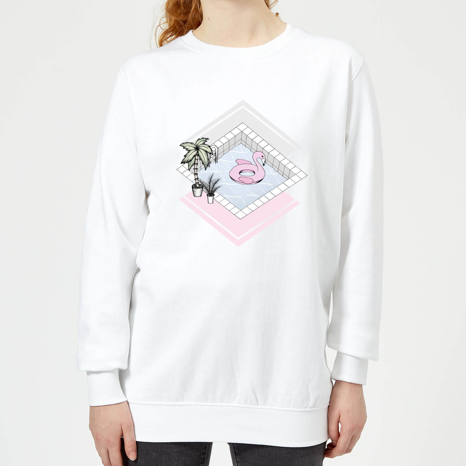 Barlena Flamingos Paradise Women's Sweatshirt - White - XS - White