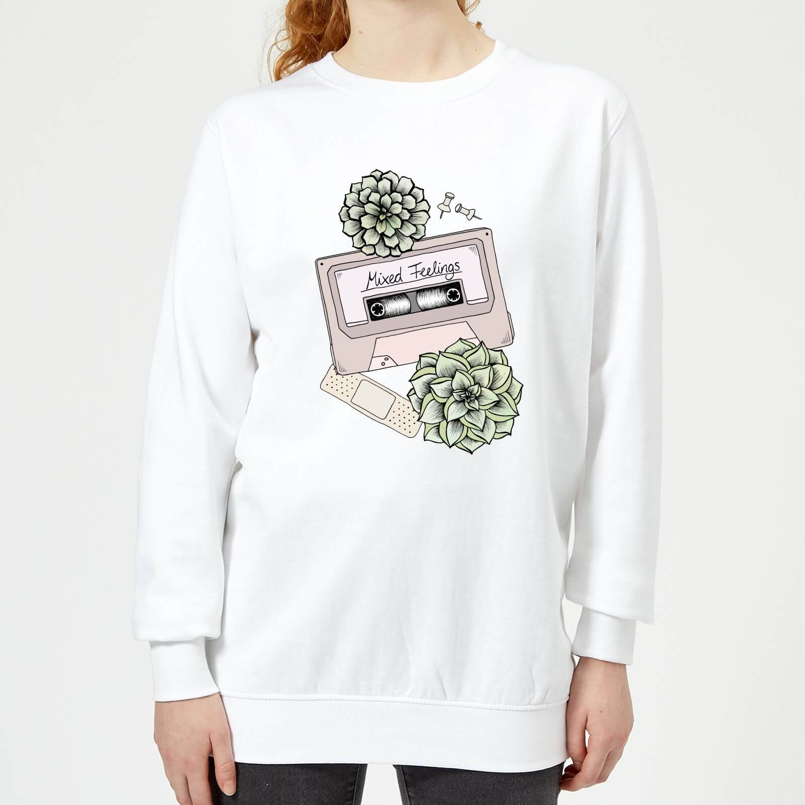 Barlena Mixed Feelings Women's Sweatshirt - White - XS - White