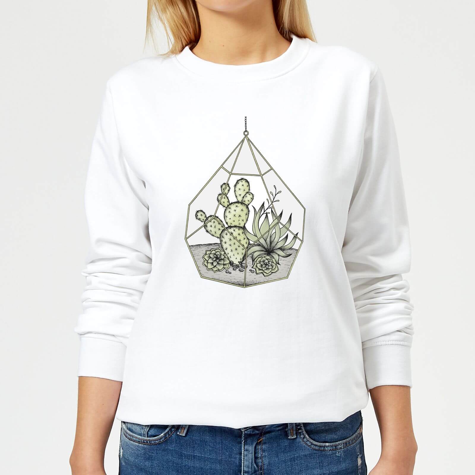 Barlena Succulent Terrarium Women's Sweatshirt - White - XS - White