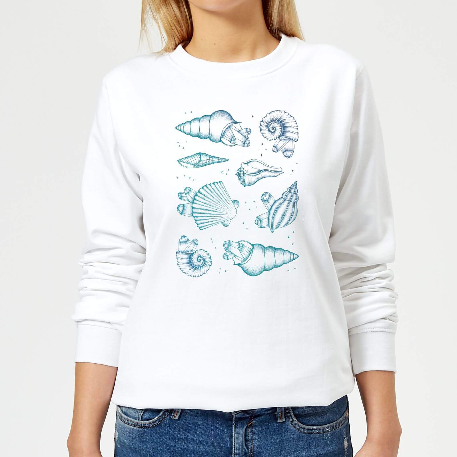 Barlena Ocean Gems Women's Sweatshirt - White - XS - White