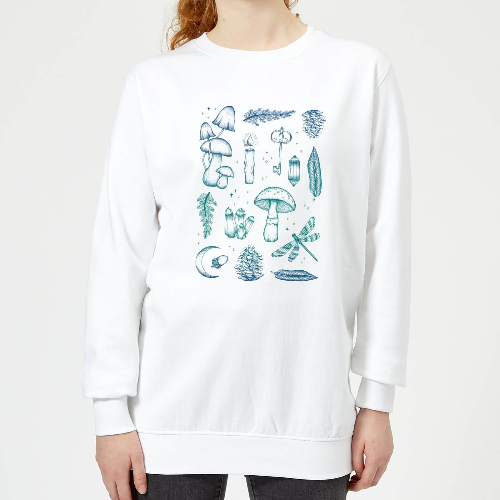Barlena Enchanted Forest Women's Sweatshirt - White - XS - White