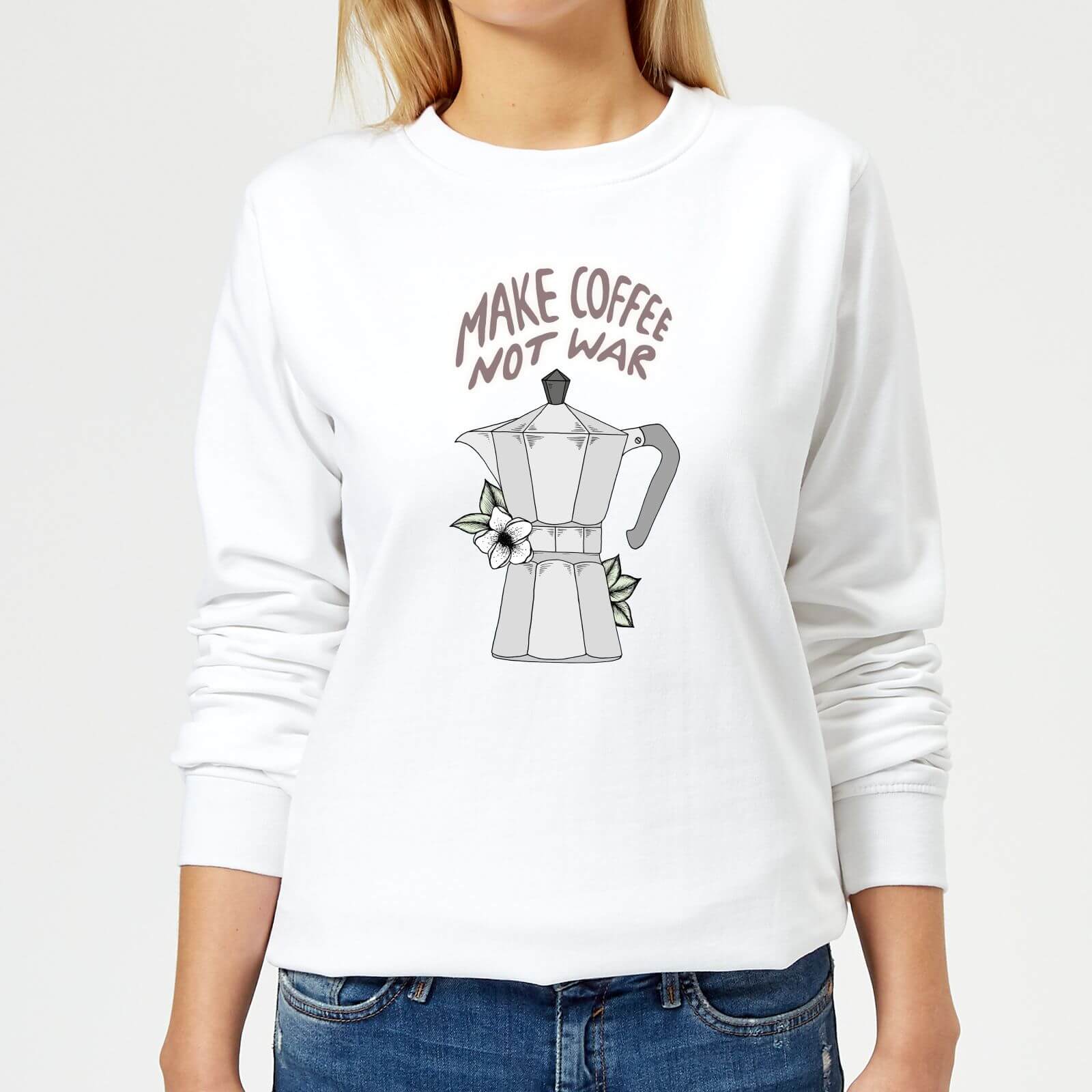 Barlena Make Coffee Not War Women's Sweatshirt - White - XS - White