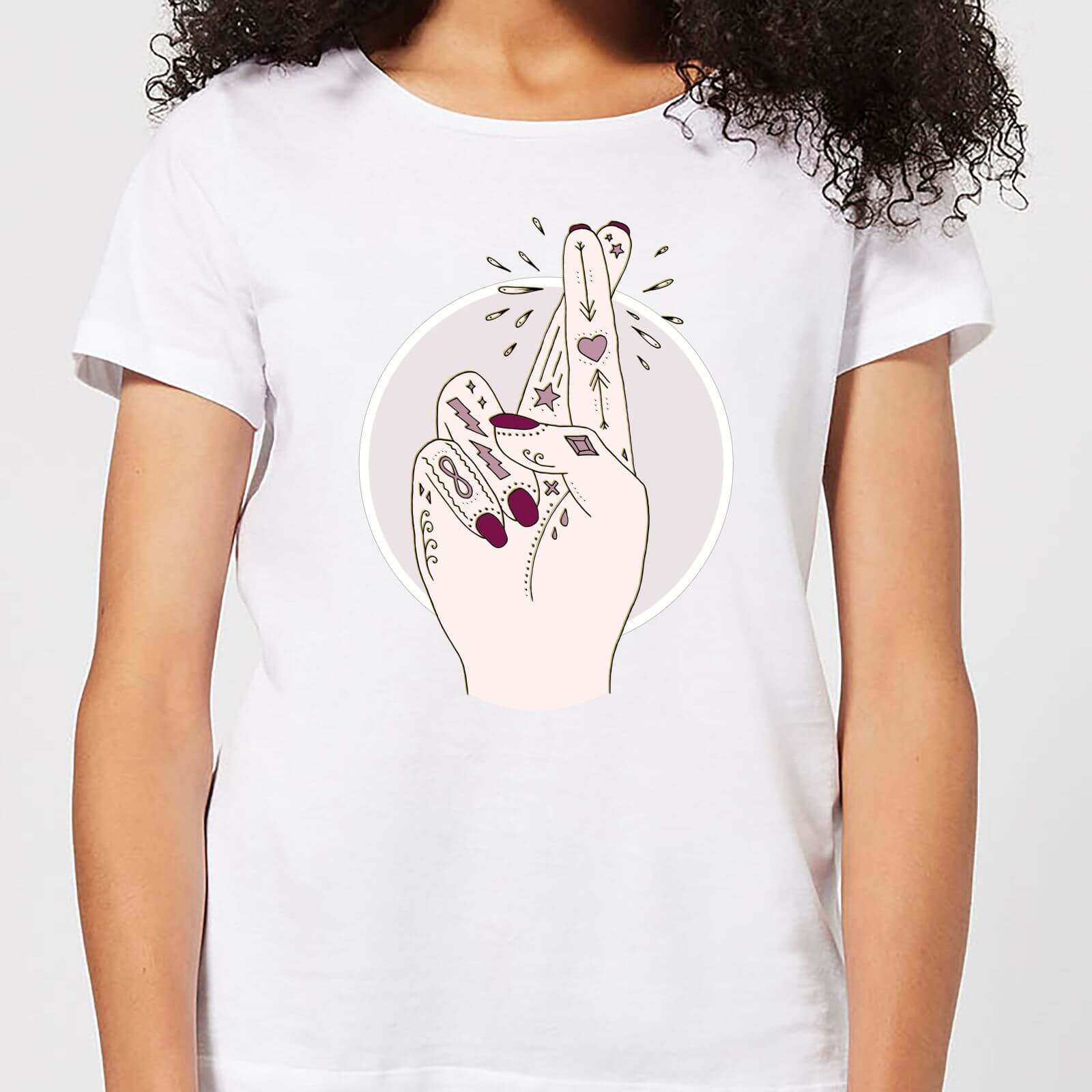 Barlena Fingers Crossed Women's T-Shirt - White - S - White