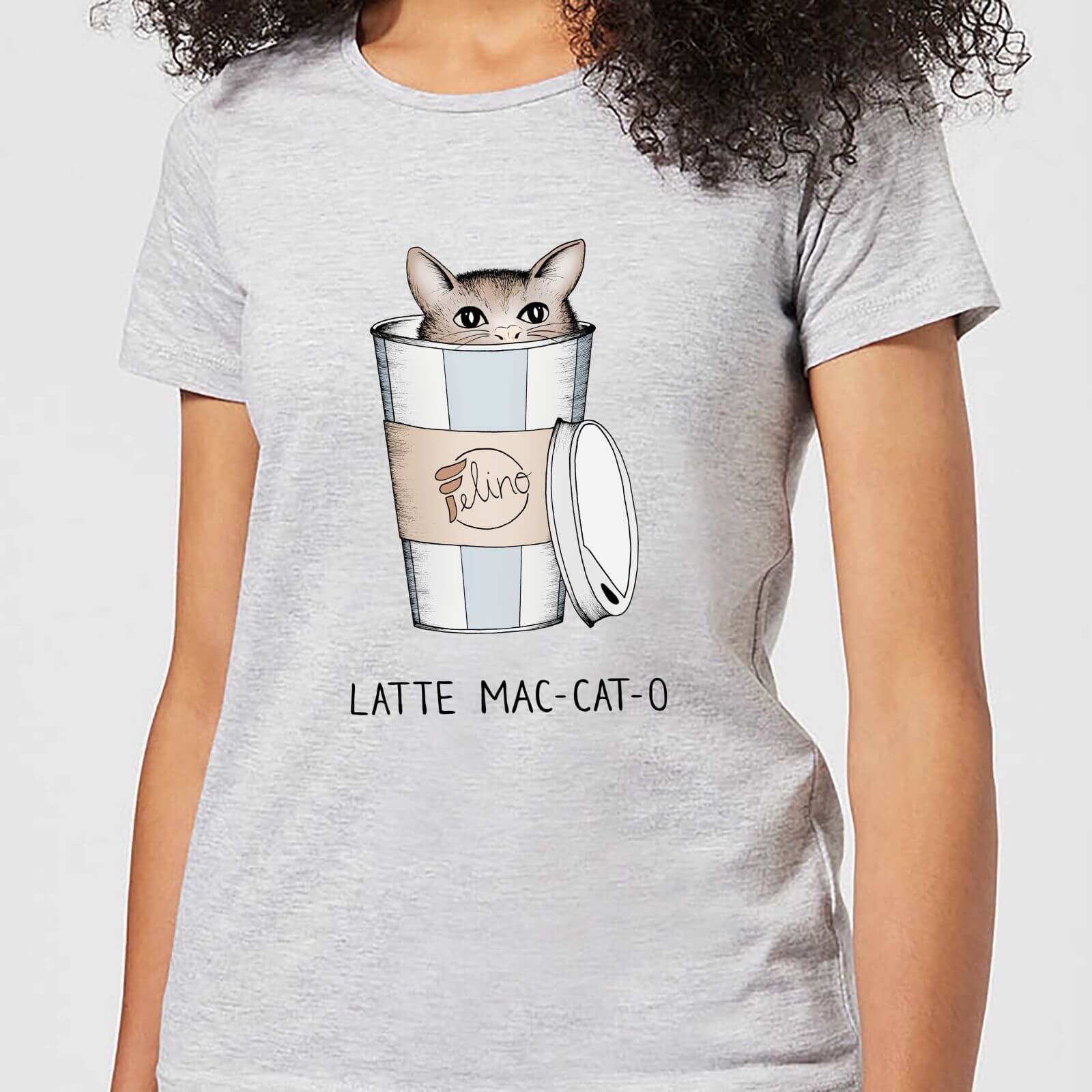 Barlena Latte Mac-Cat-O Women's T-Shirt - Grey - S - Grey