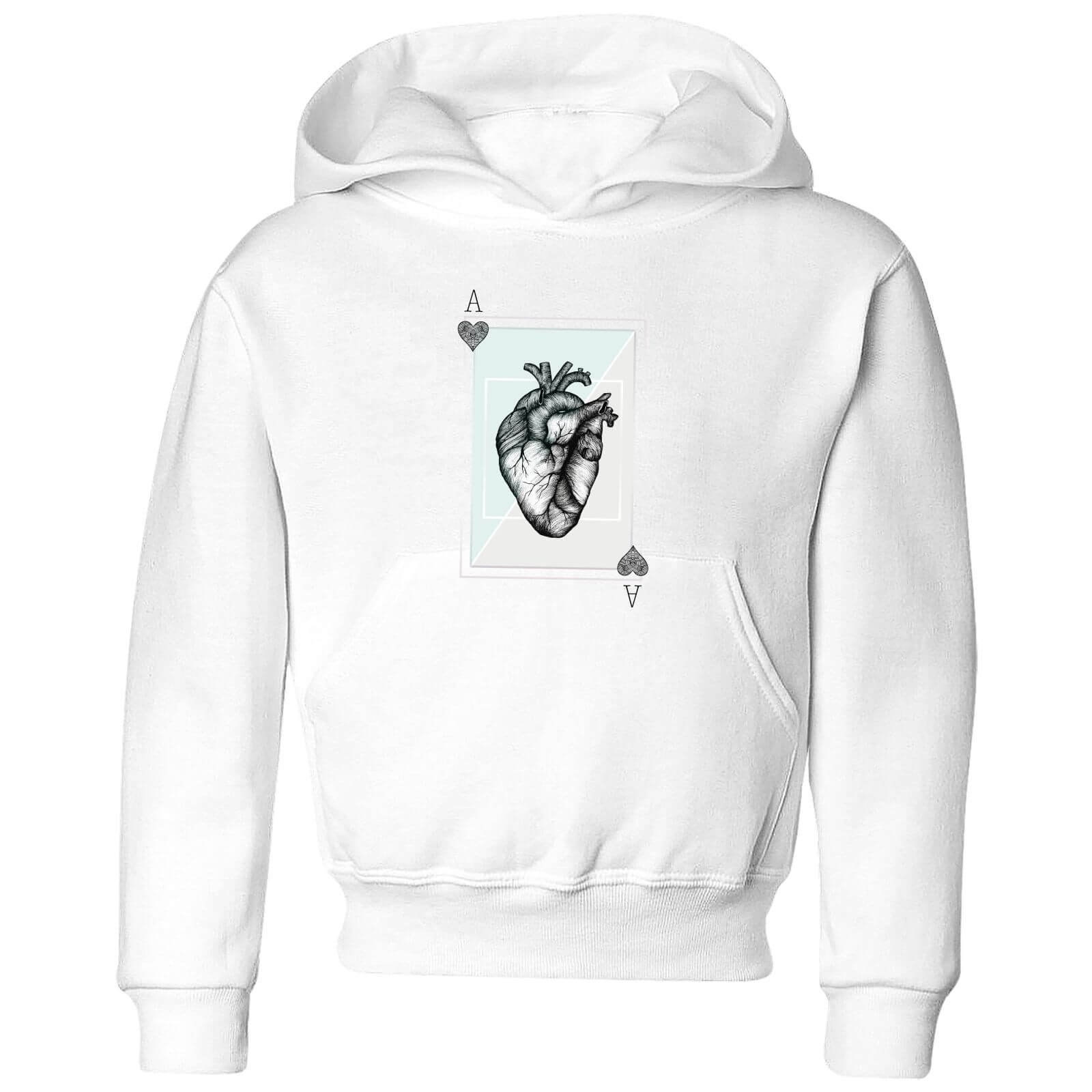 Barlena Ace Of Hearts Kids' Hoodie - White - 3-4 Years - White