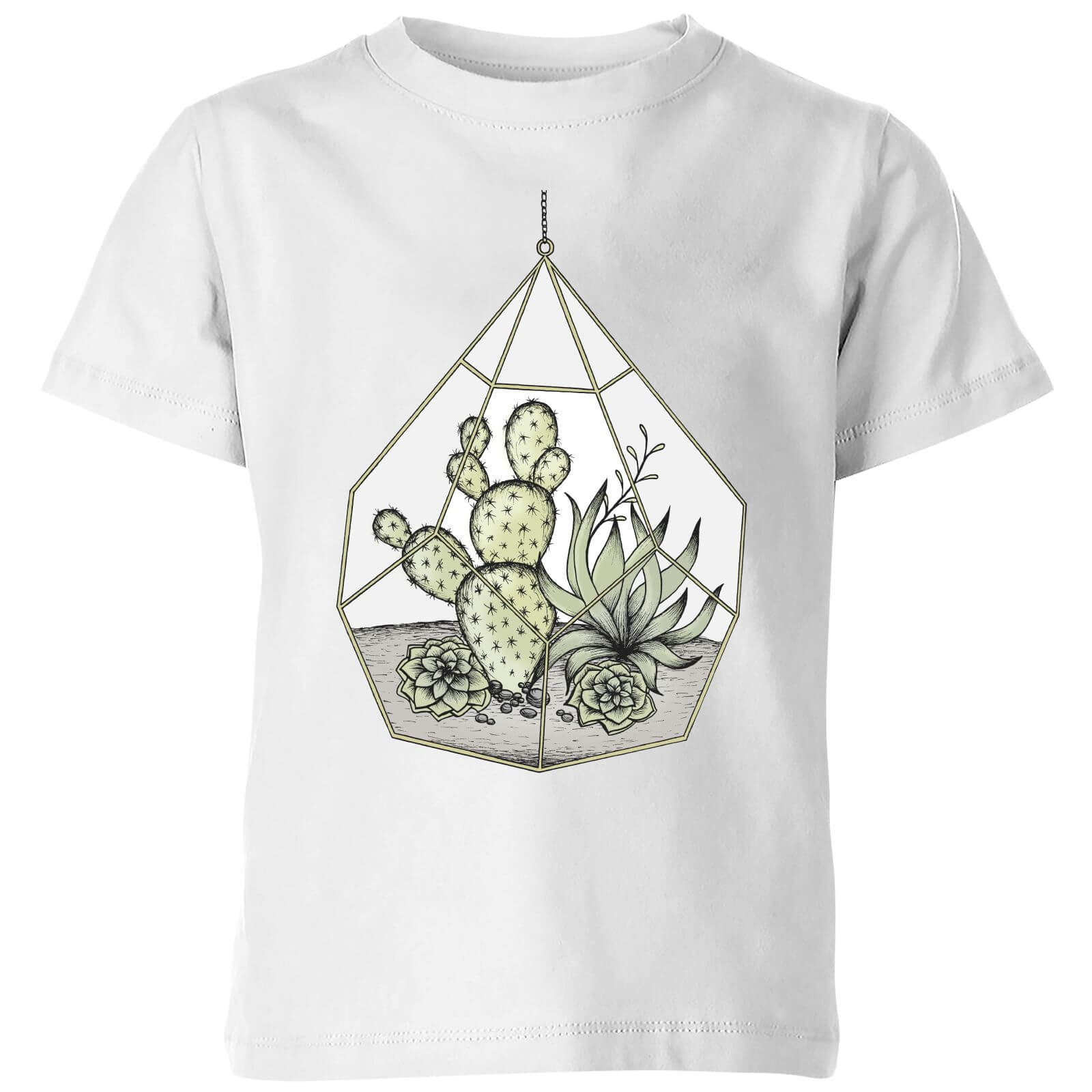 Barlena Succulent Terrarium Kids' T-Shirt - White - 3-4 Years