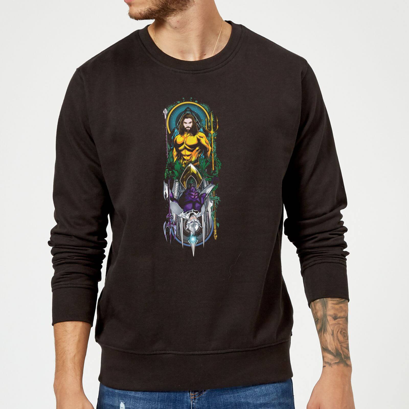 aquaman and ocean master sweatshirt - black - xxl - nero