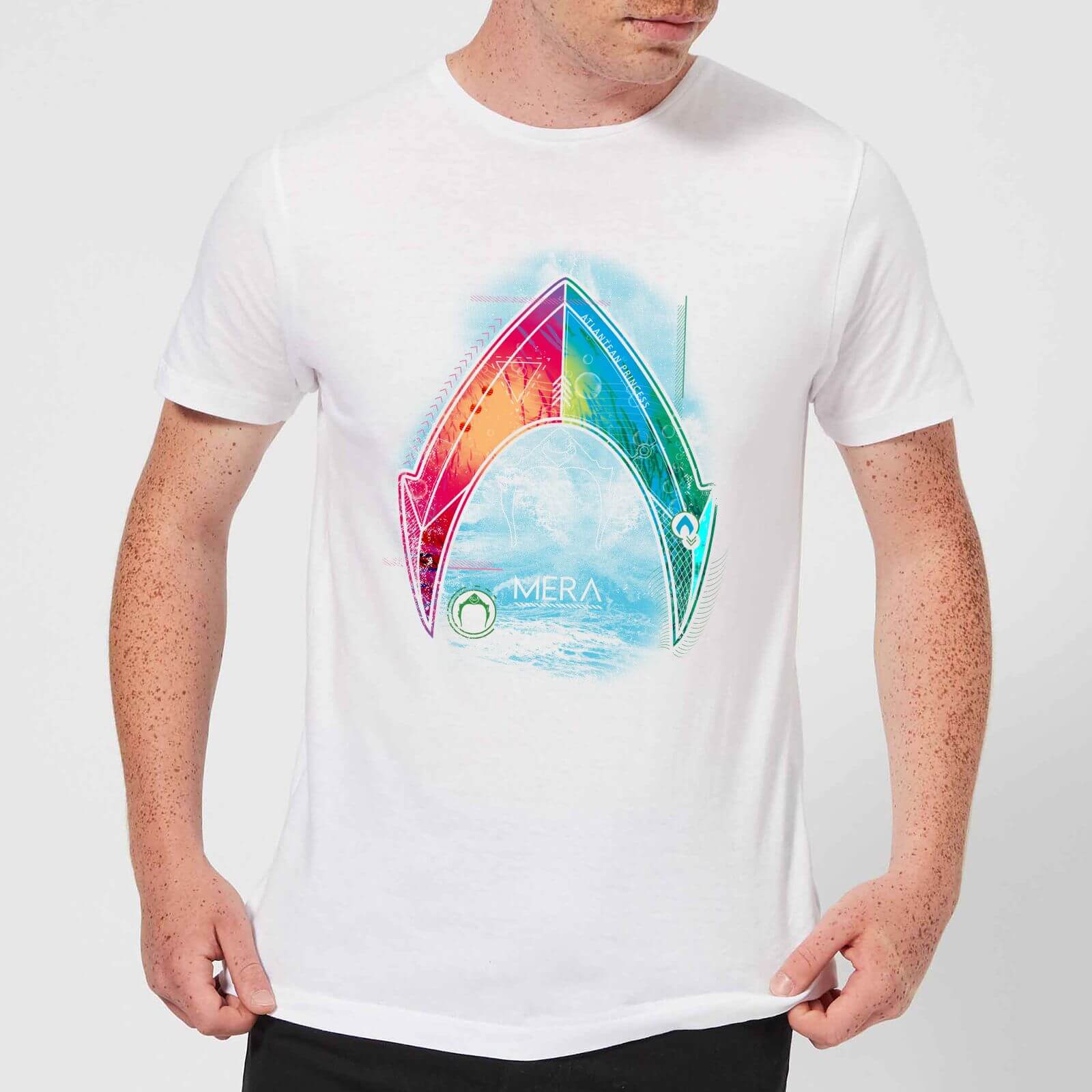 Image of Aquaman Mera Beach Symbol Herren T-Shirt - Weiß - 4XL