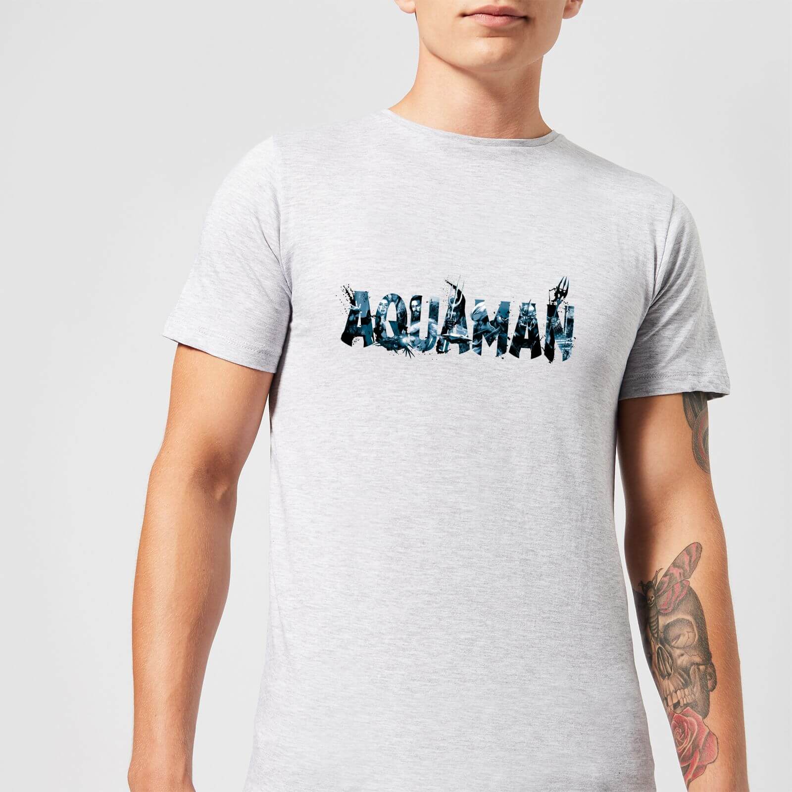 aquaman chest logo men's t-shirt - grey - s - grigio