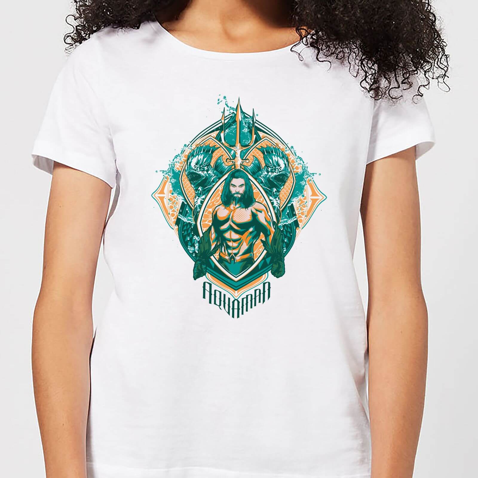 aquaman seven kingdoms women's t-shirt - white - xxl - bianco