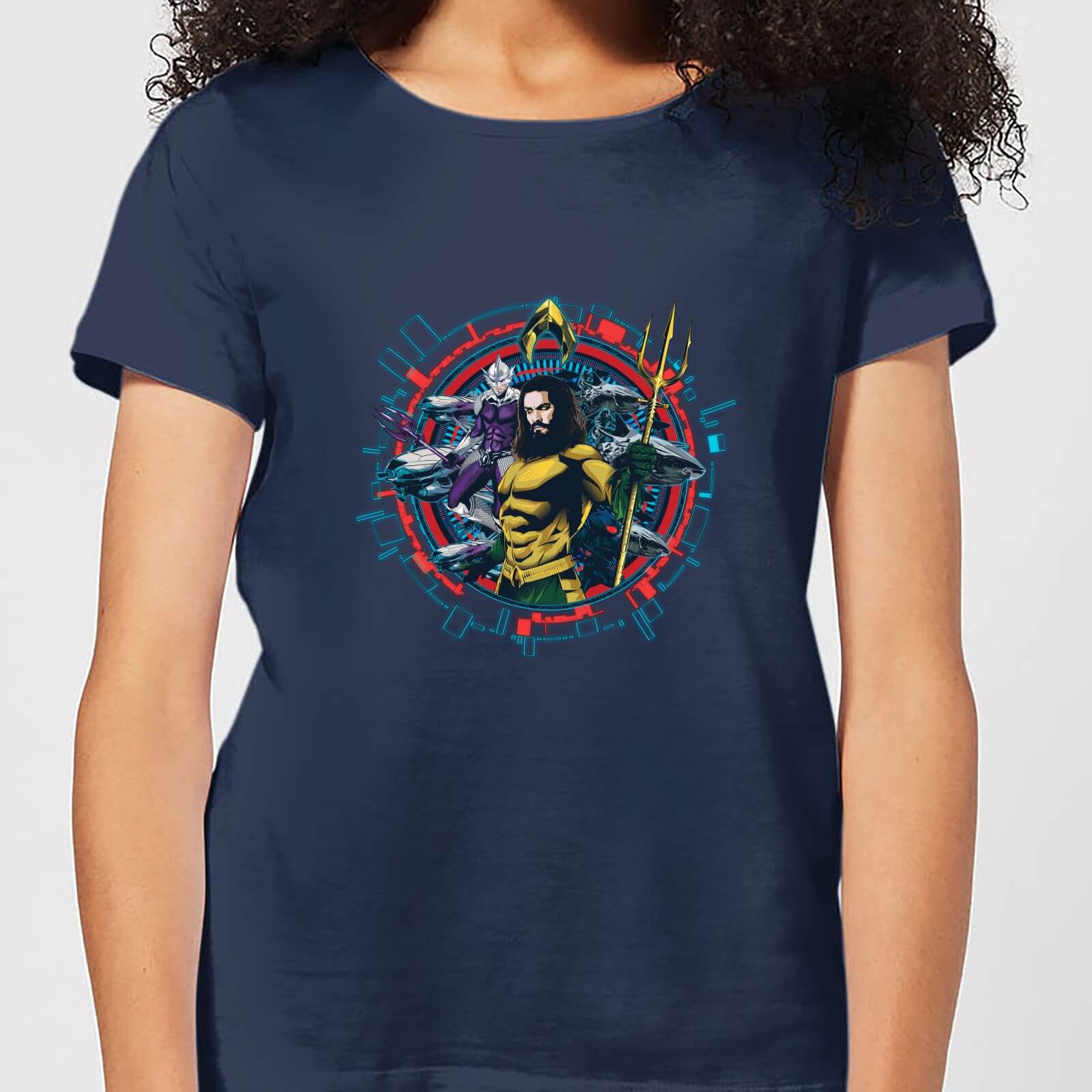 Aquaman Circular Portrait Women's T-Shirt - Navy - L - Navy